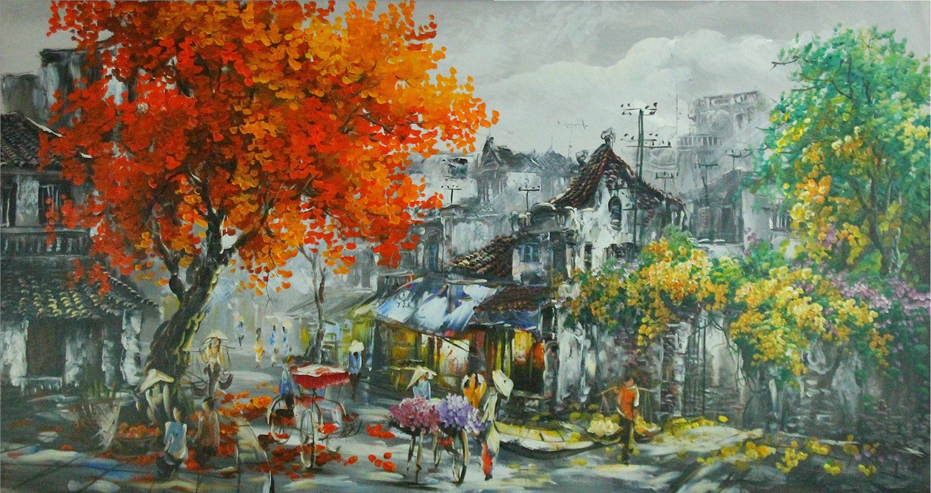 Phố cổ Hà Nội được tái hiện qua những bức tranh sơn dầu