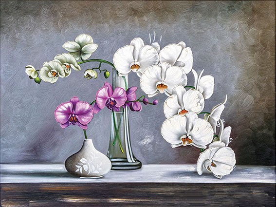 Vẻ đẹp thanh tao của tranh sơn dầu vẽ về hoa lan 1