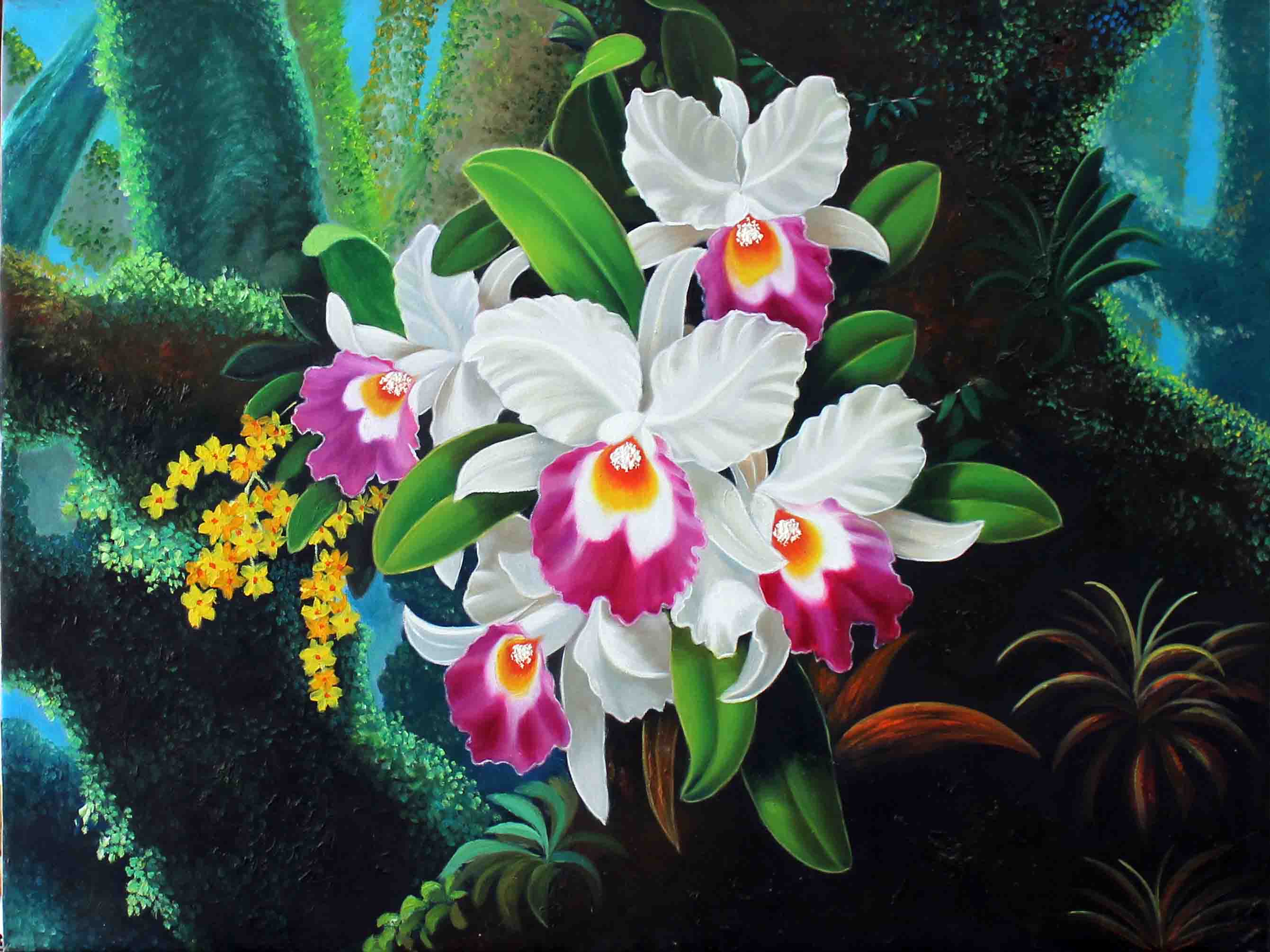 Vẻ đẹp thanh tao của tranh sơn dầu vẽ về hoa lan