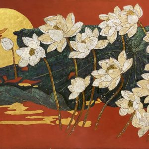 Những bức tranh sơn mài hoa sen đẹp và mang đậm nét văn hoá Việt 1