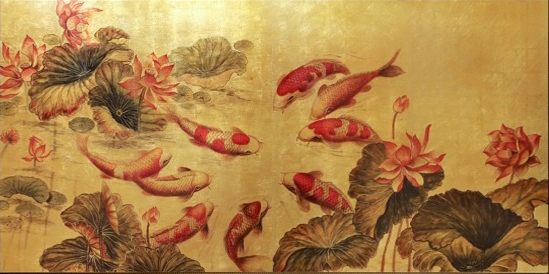 Những bức tranh sơn mài hoa sen đẹp và mang đậm nét văn hoá Việt 5