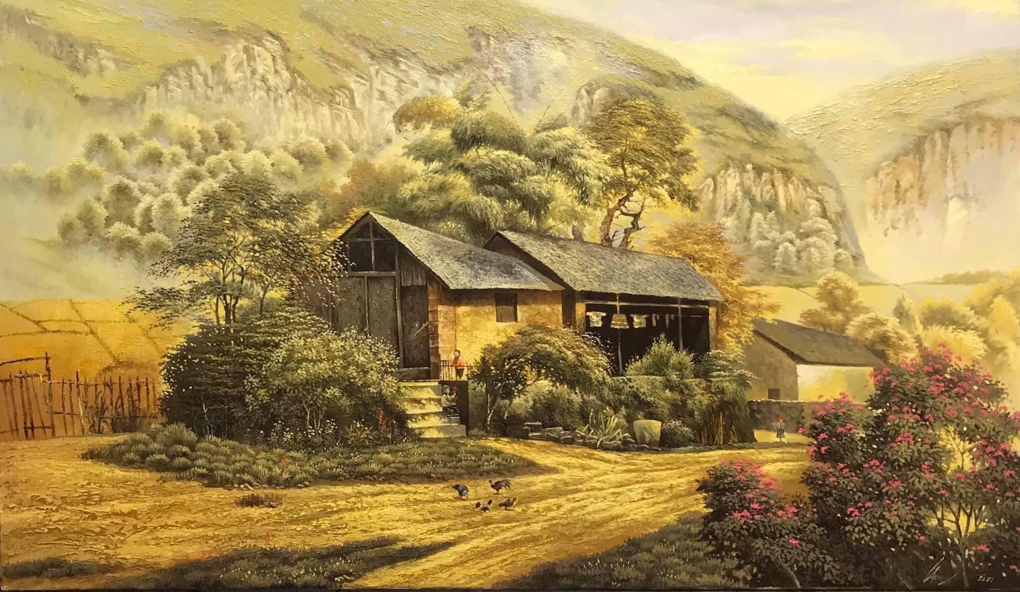 Những mẫu tranh sơn dầu vẽ phong cảnh làng quê Việt Nam tuyệt đẹp - LEHAIS  ART