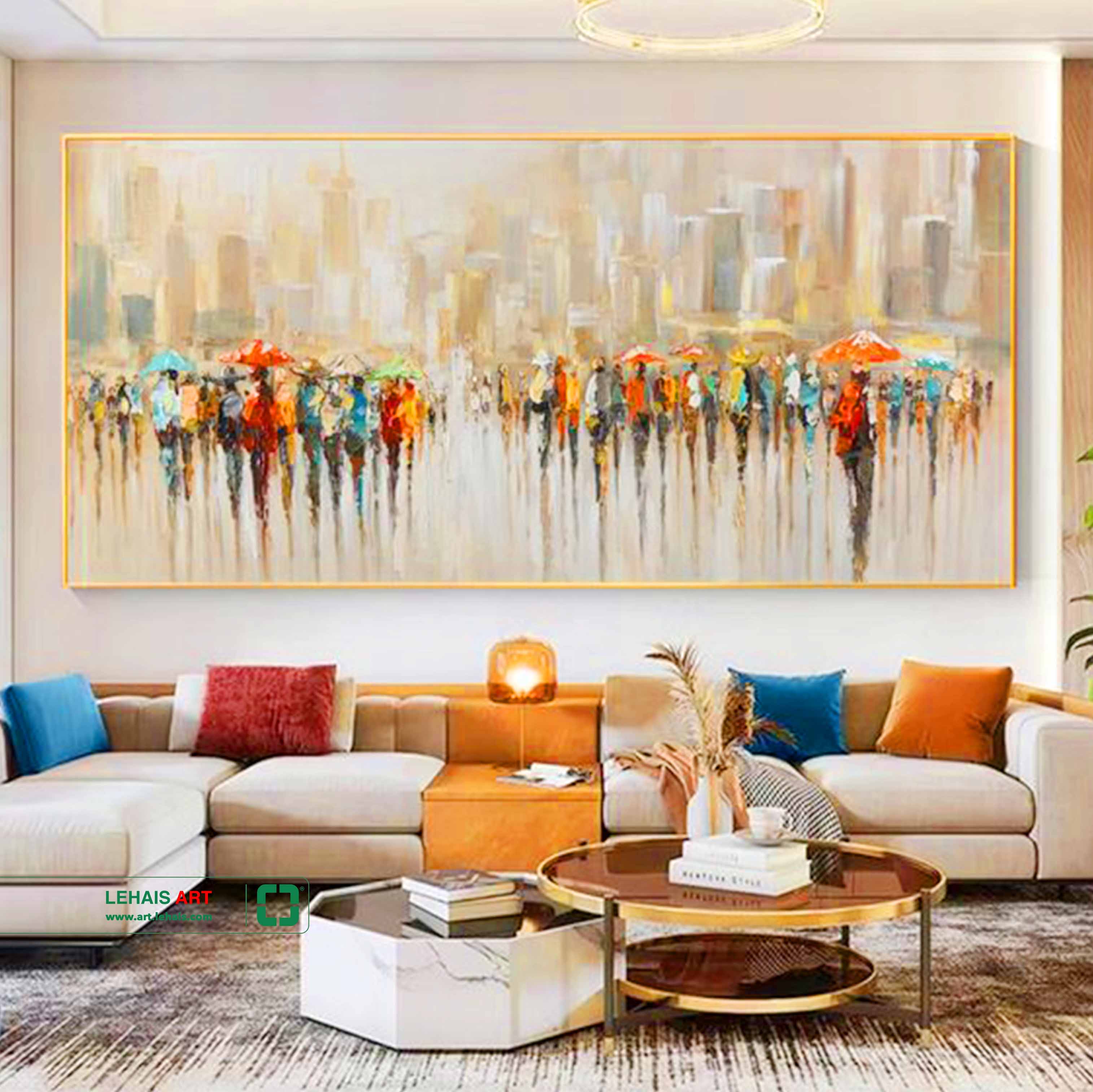 Modern oil painting decoration trend for living room 3