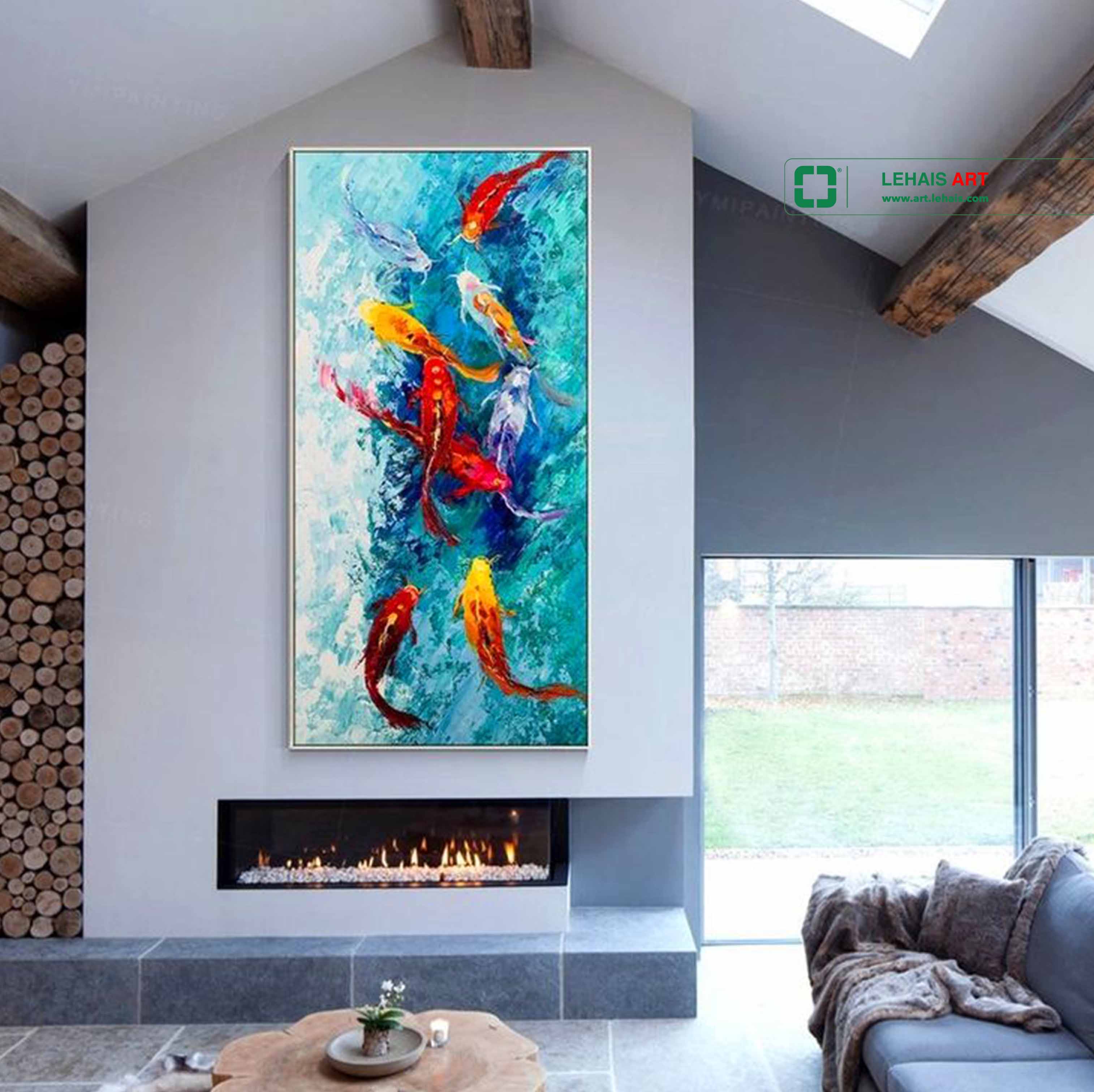 Modern oil painting decoration trend for living room 4
