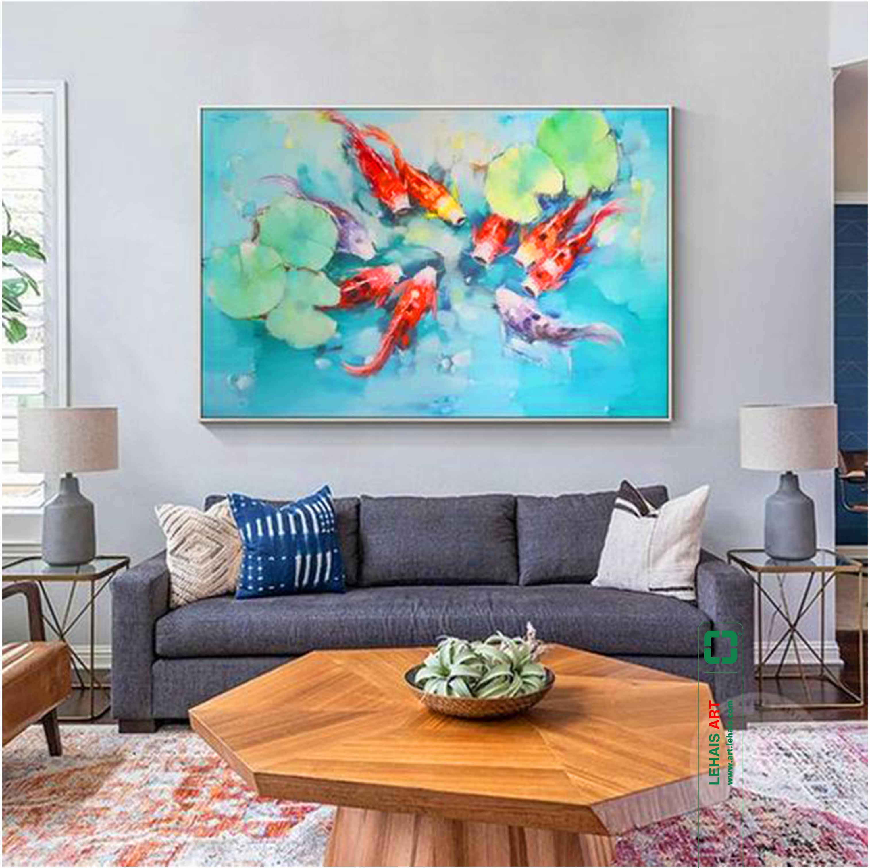 Modern oil painting decoration trend for living room 6