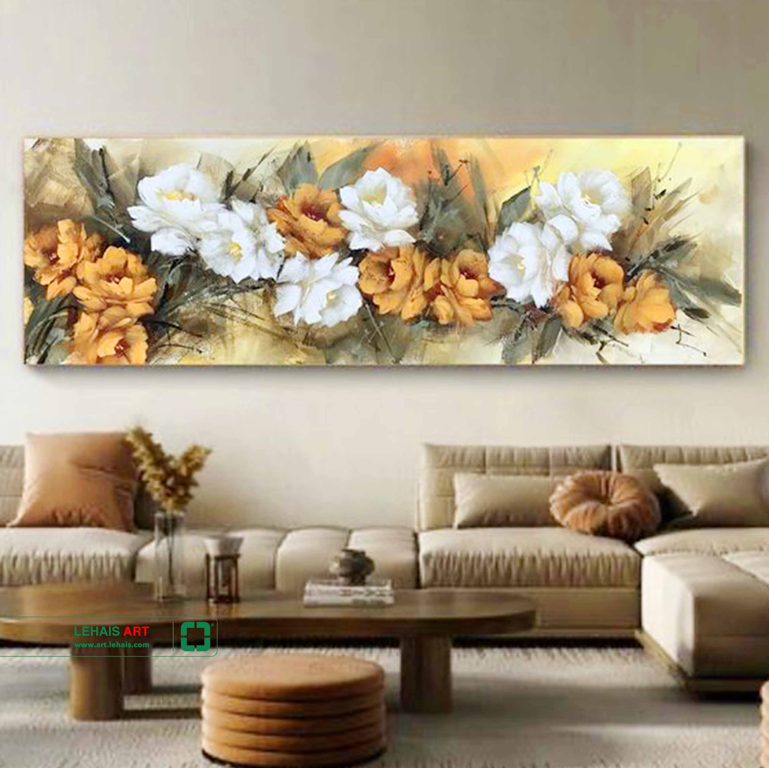 Modern oil painting decoration trend for living room 7