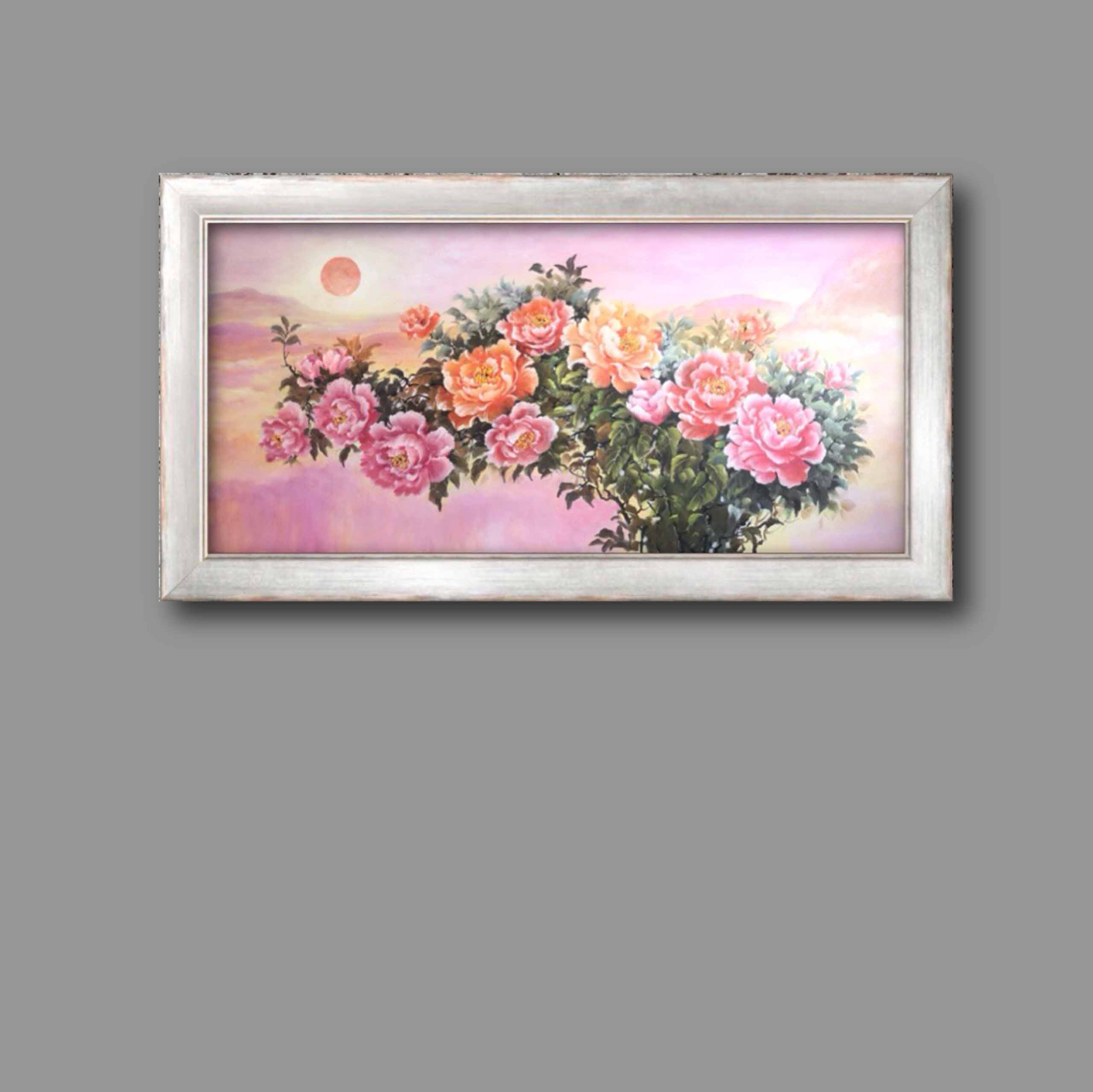 Tranh sơn acrylic tranh phong cảnh Hoa Mẫu Đơn - TSA4LHAR