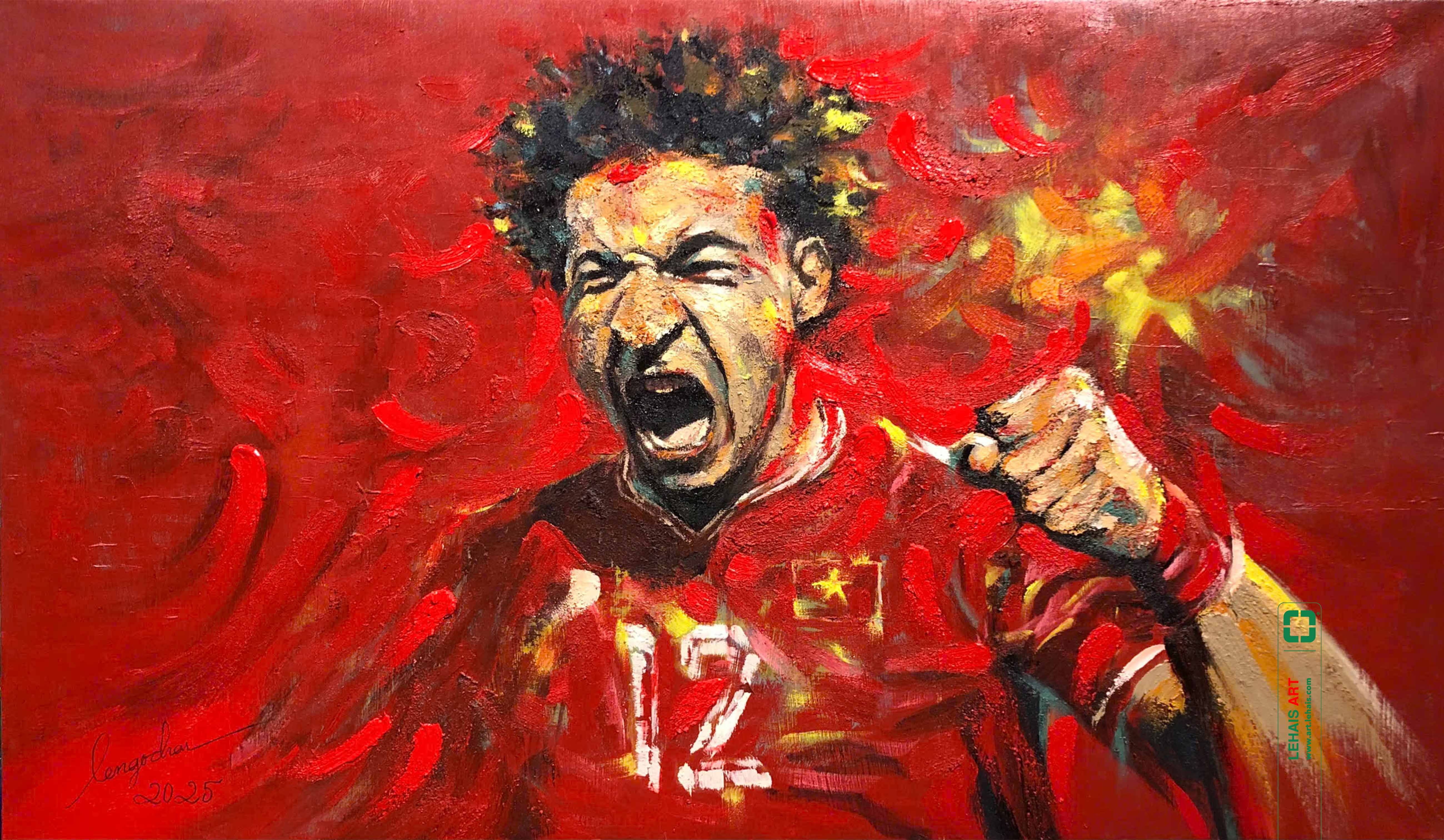 Portrait of football player Nguyen Xuan Son painted with Acrylic paint - TSA17LHAR