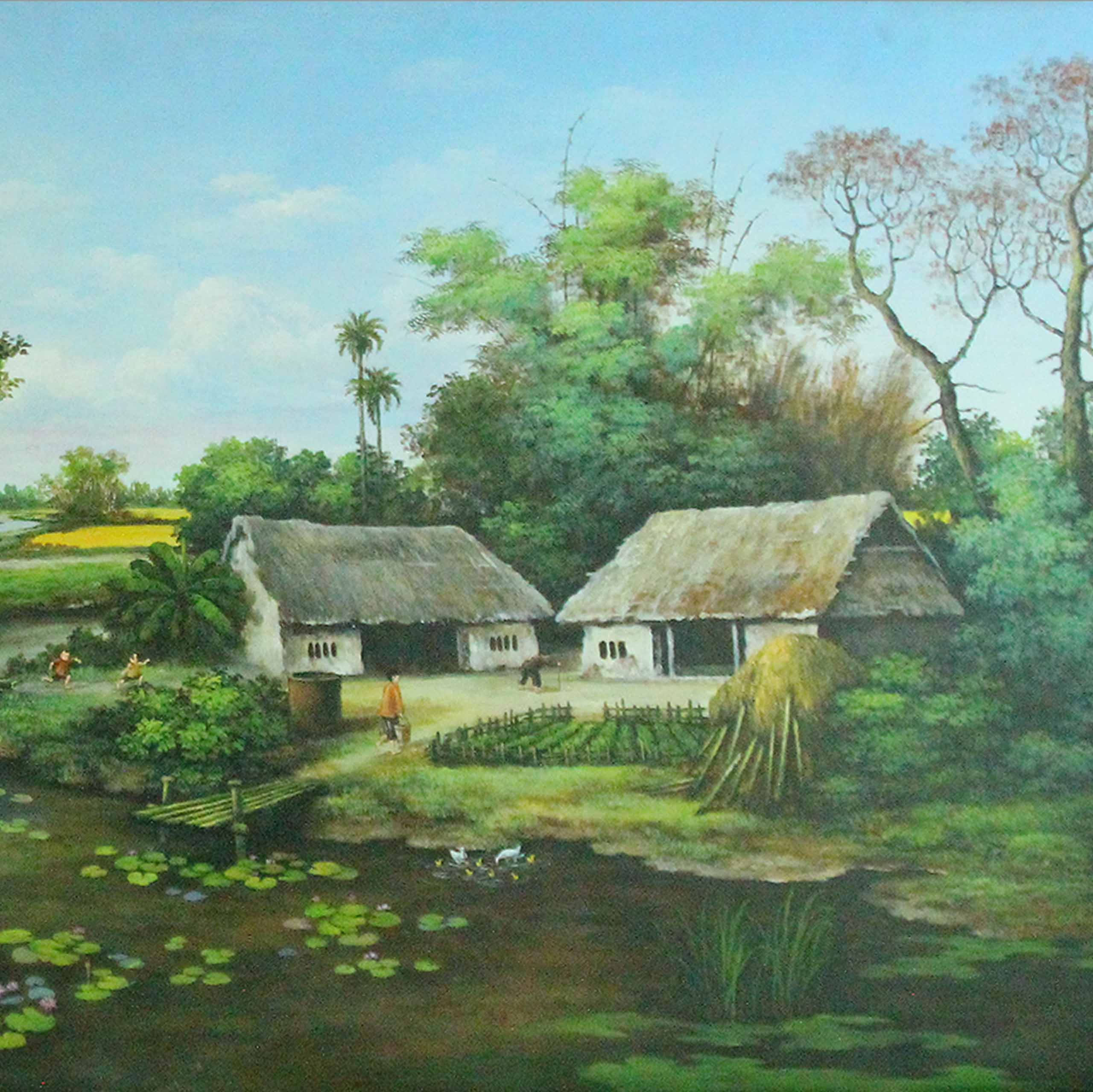 Tranh sơn dầu phong cảnh làng quê Việt nam - TSD23LHAR - LEHAIS ART