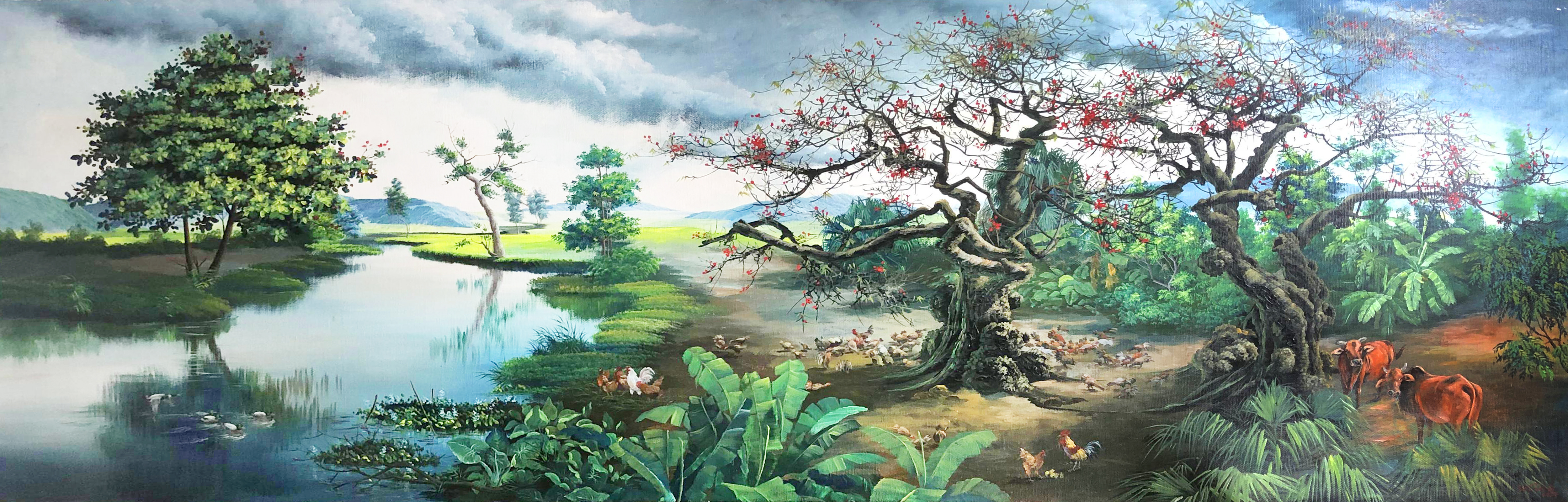 Vietnamese landscape painting works "Chieu Que' - TSD338LHAR