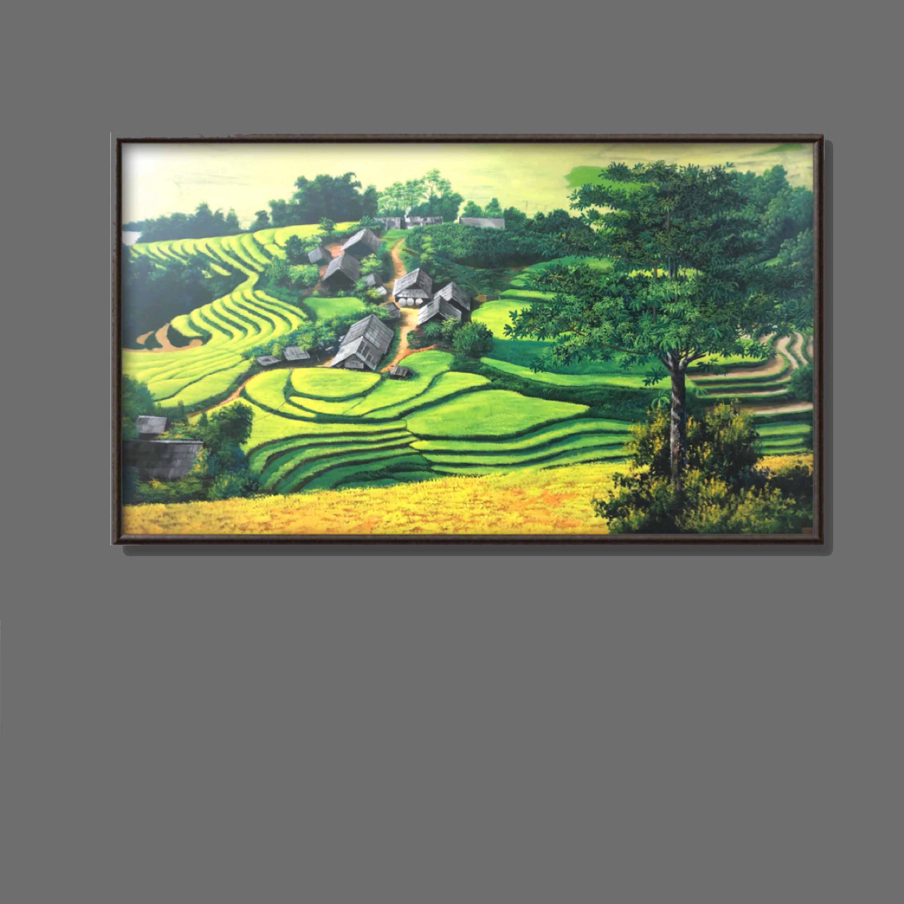 Tranh sơn dầu phong cảnh Việt Nam tác phẩm MÙA LÚA CHÍN - TSD480LHAR 1