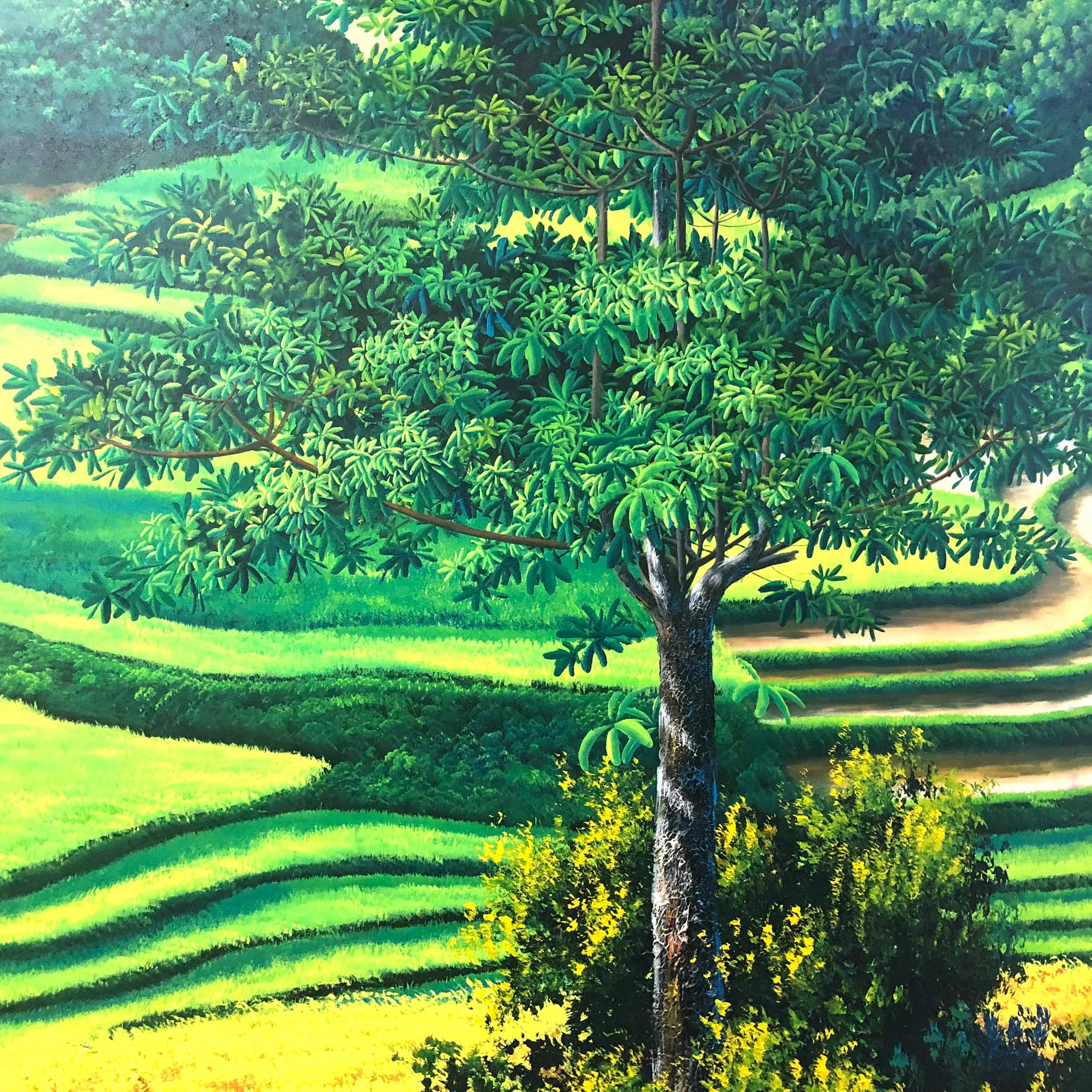 Vietnamese landscape oil paintings works MUA LUA CHIN - TSD480LHAR