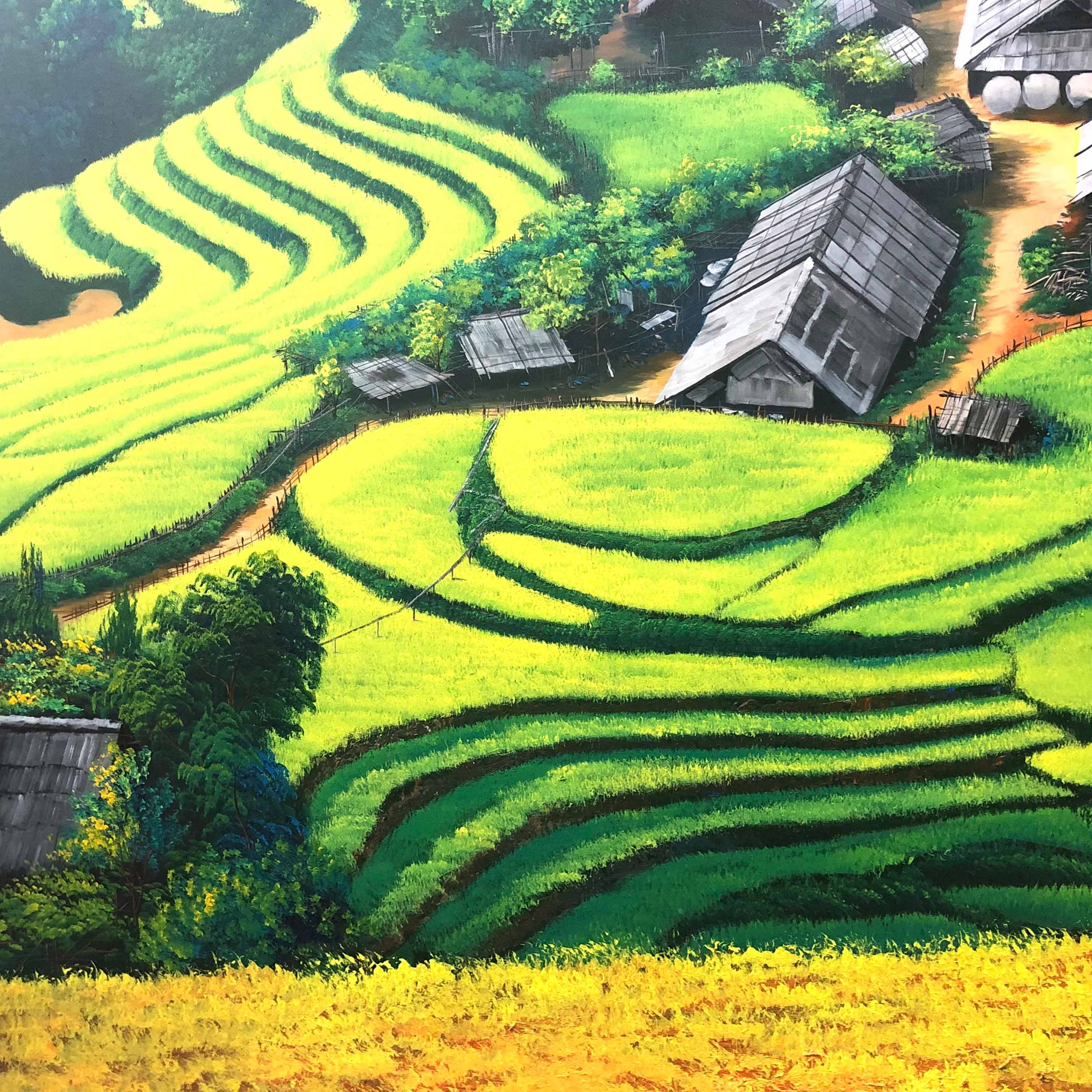 Tranh sơn dầu phong cảnh Việt Nam tác phẩm MÙA LÚA CHÍN - TSD480LHAR
