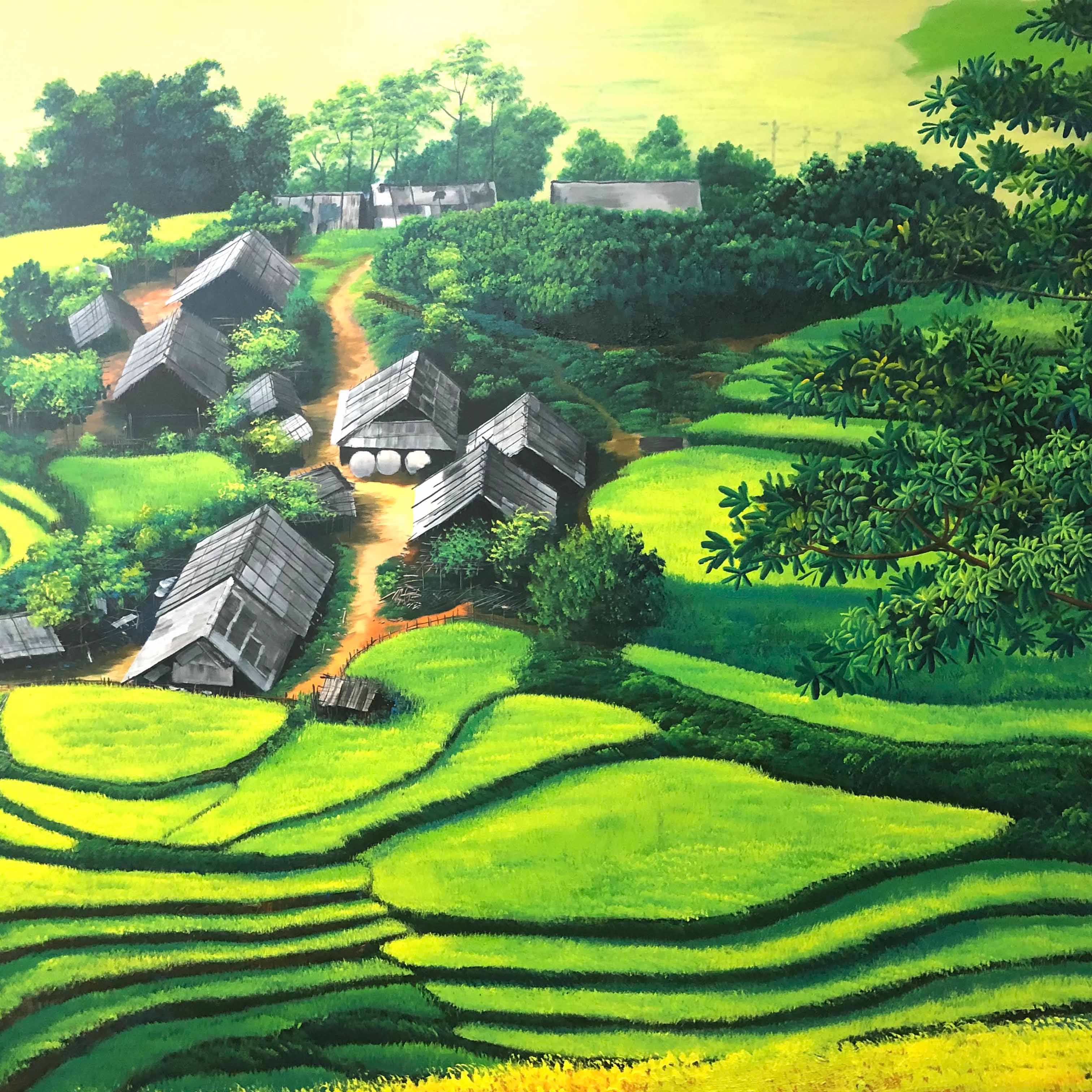 Tranh sơn dầu phong cảnh Việt Nam tác phẩm MÙA LÚA CHÍN - TSD480LHAR