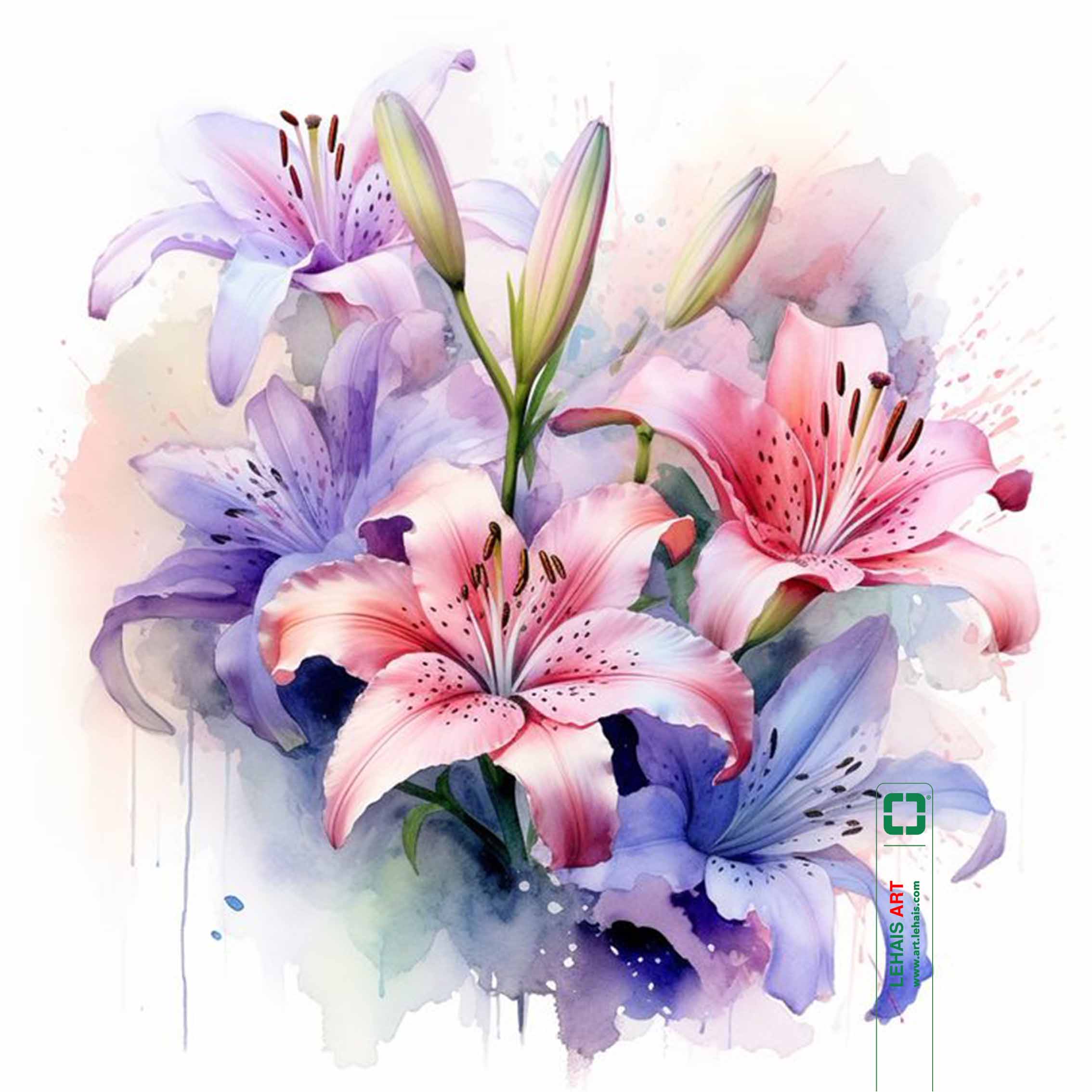 Tranh sơn dầu vẽ Hoa Ly màu Hồng - TSD597LHAR