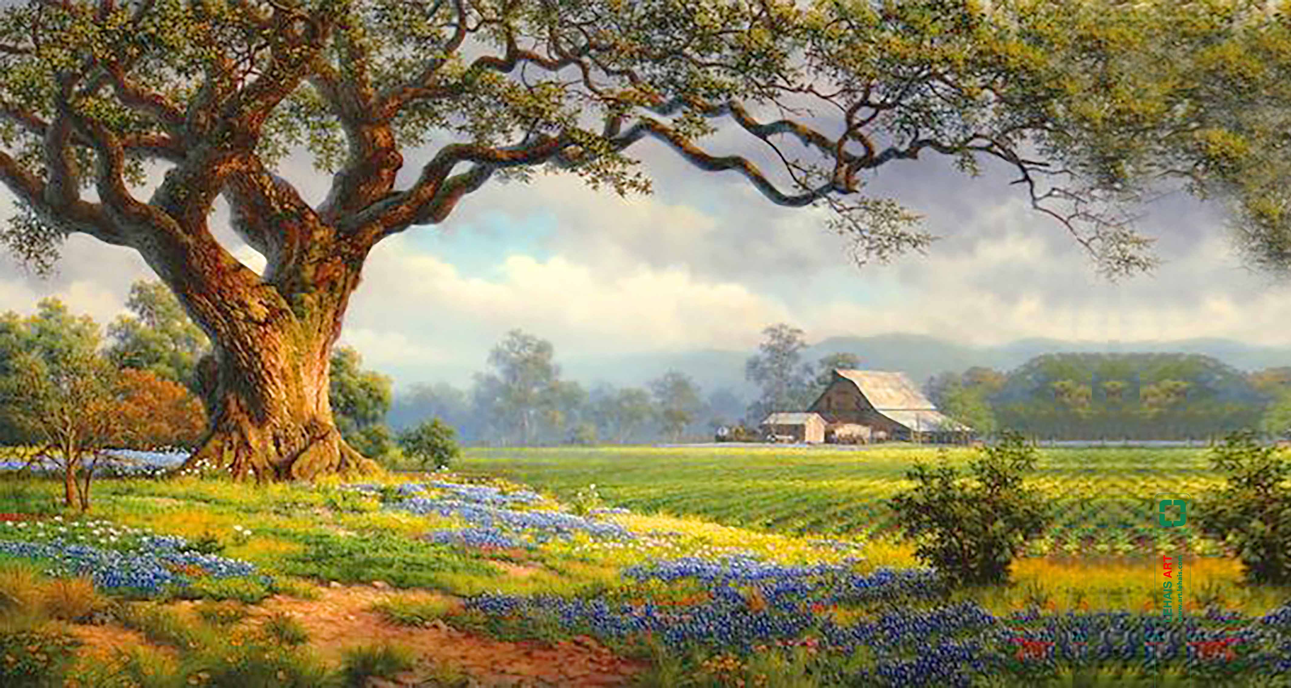 Tranh sơn dầu vẽ phong cảnh và cây cổ thụ - TSD605LHAR