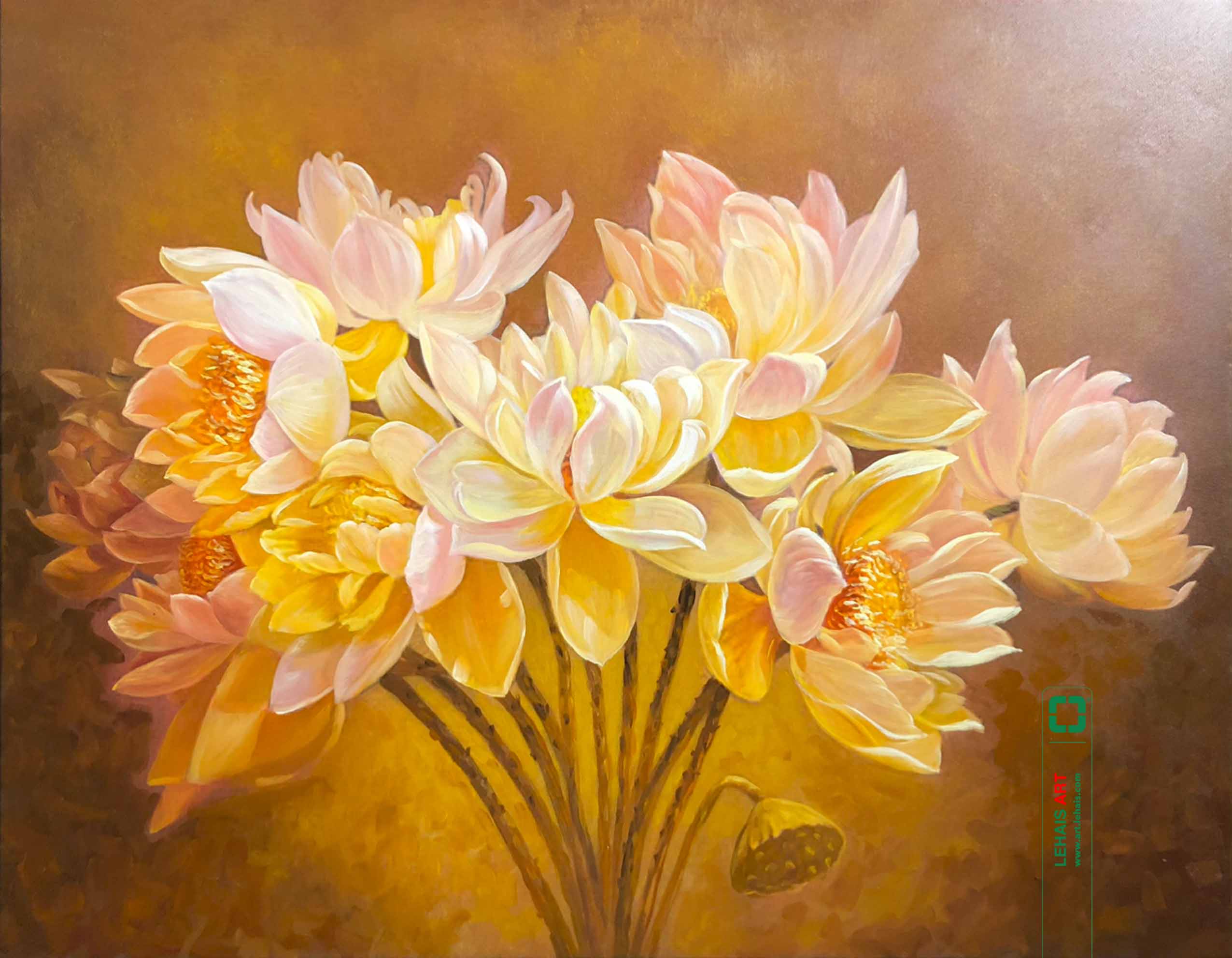 Lotus still life oil painting - TSD626LHAR