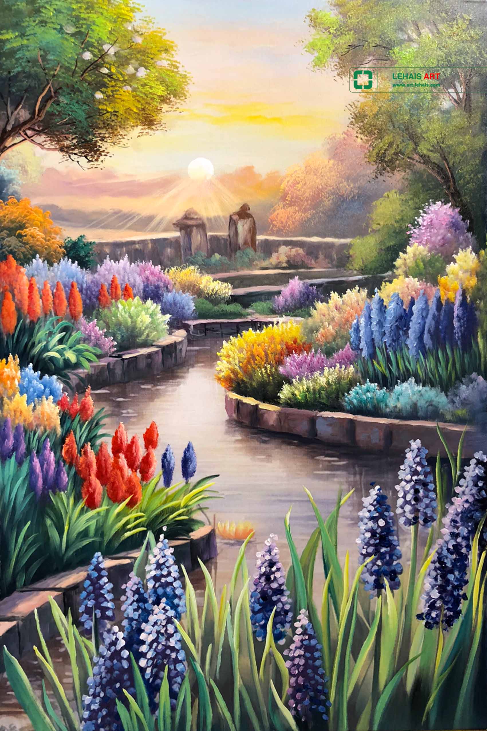 Oil painting of colorful Lavender garden scene - TSD634LHAR