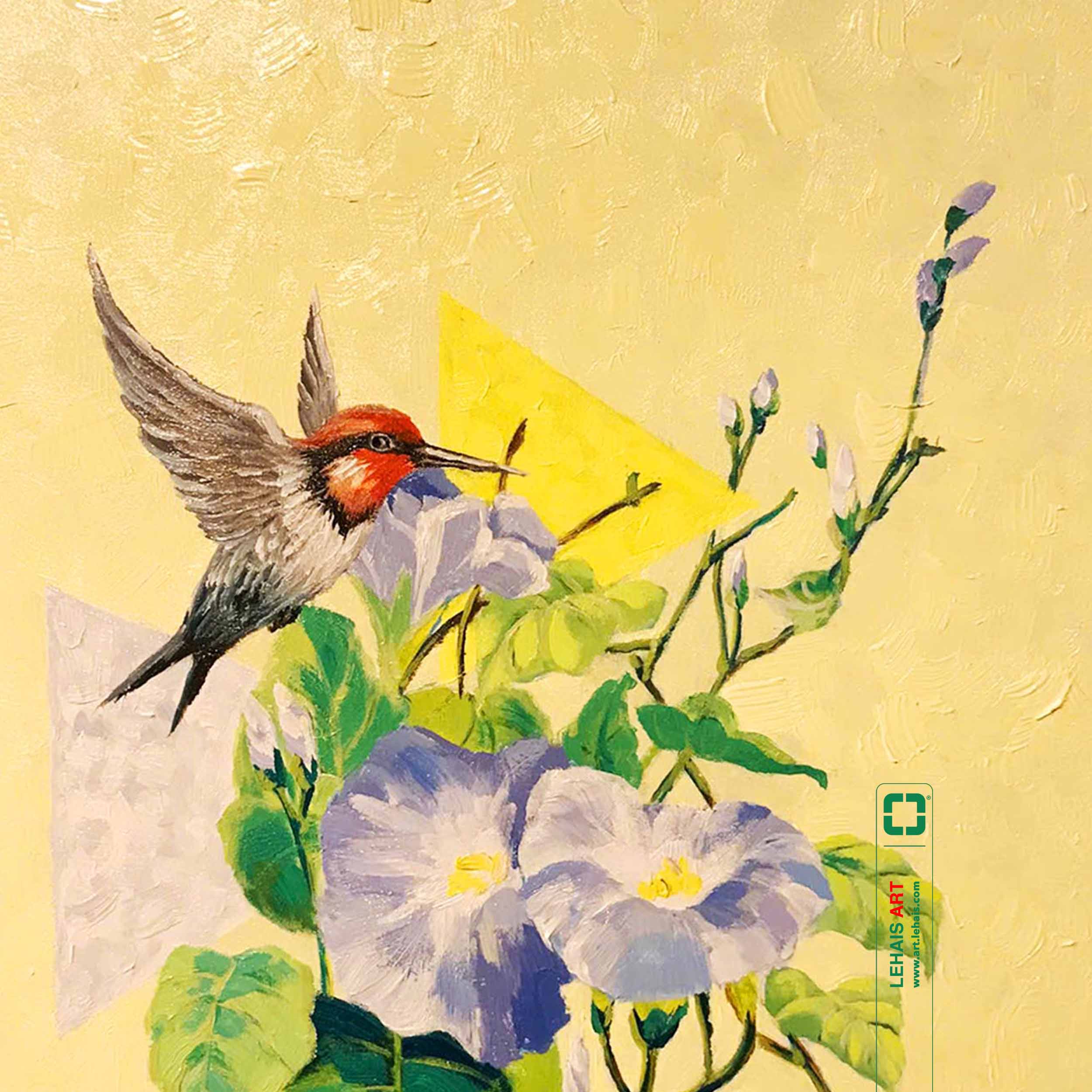 Modern style oil painting of Sparrows and Sweet Potato Flowers - TSD635LHAR