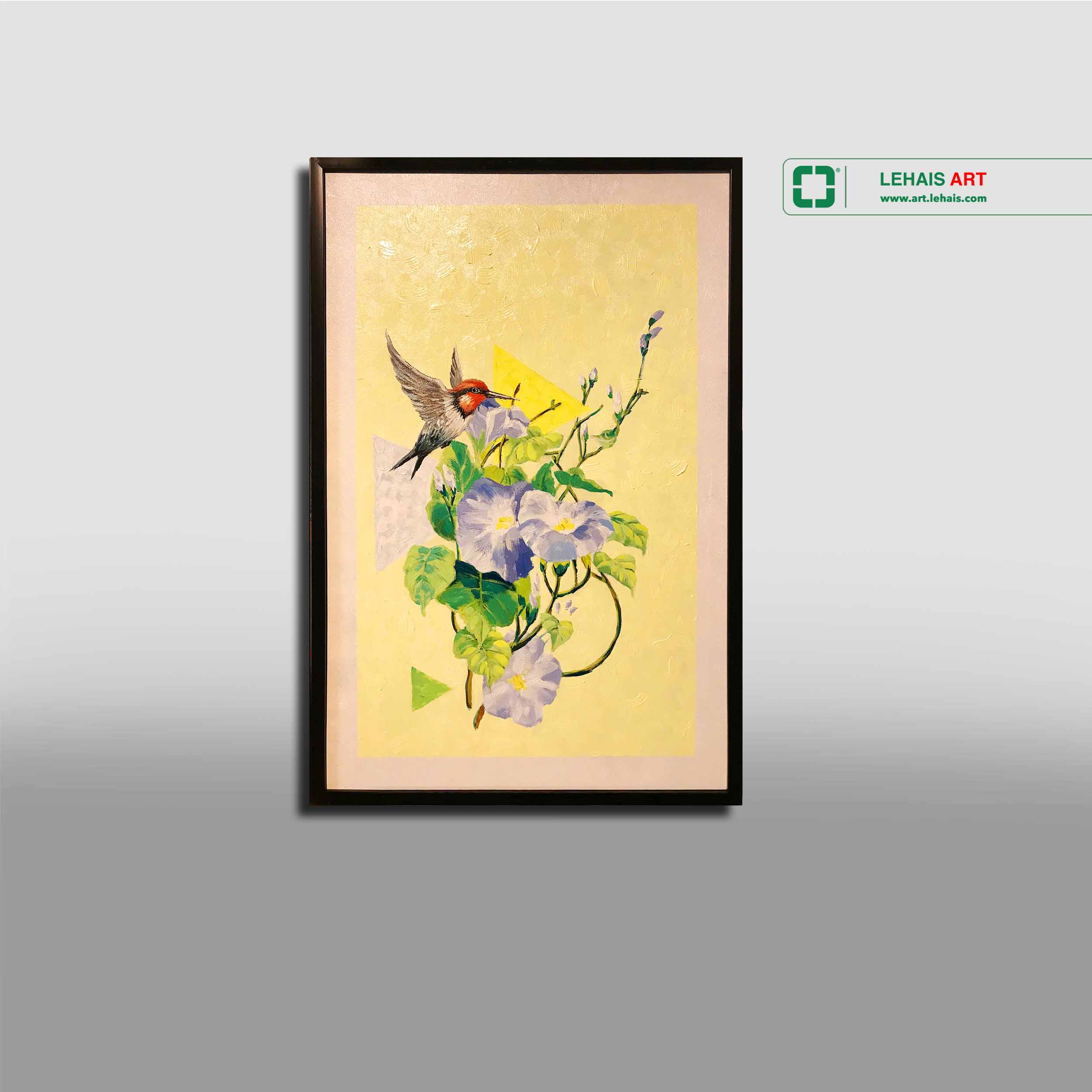 Modern style oil painting of Sparrows and Sweet Potato Flowers - TSD635LHAR