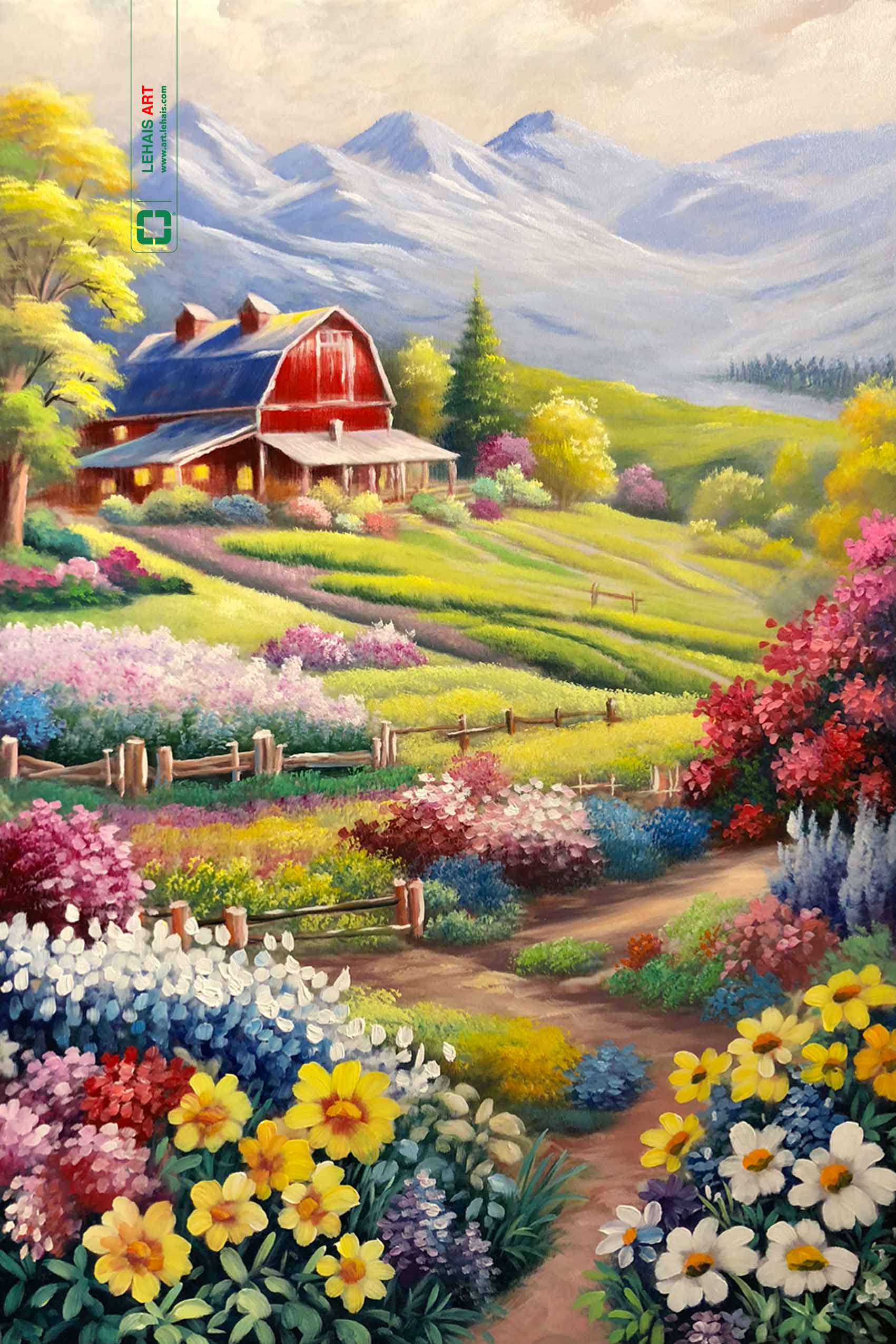 Oil painting of flower field landscape - TSD649LHAR