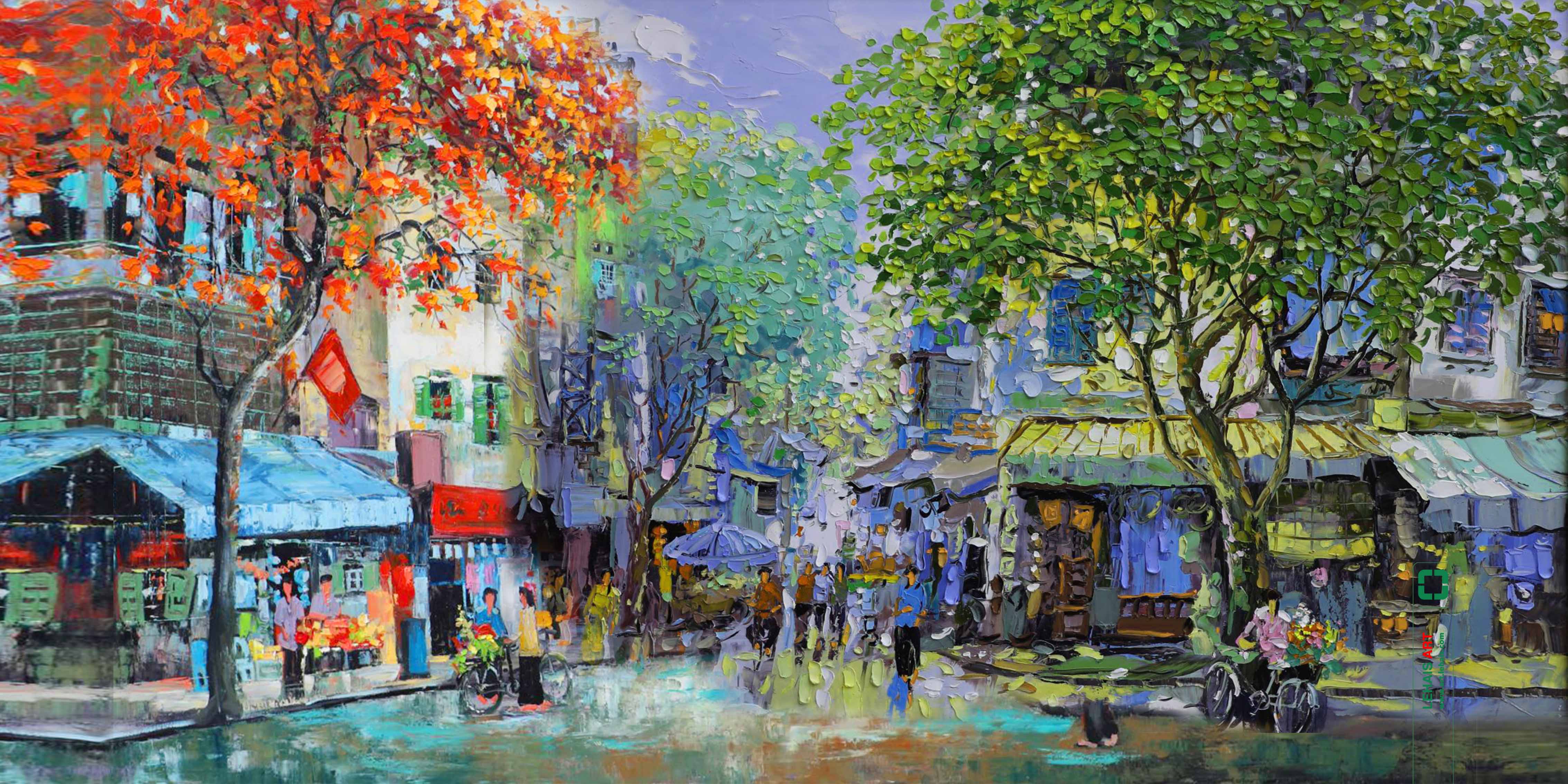 Oil painting of Hanoi old town - TSD683LHAR