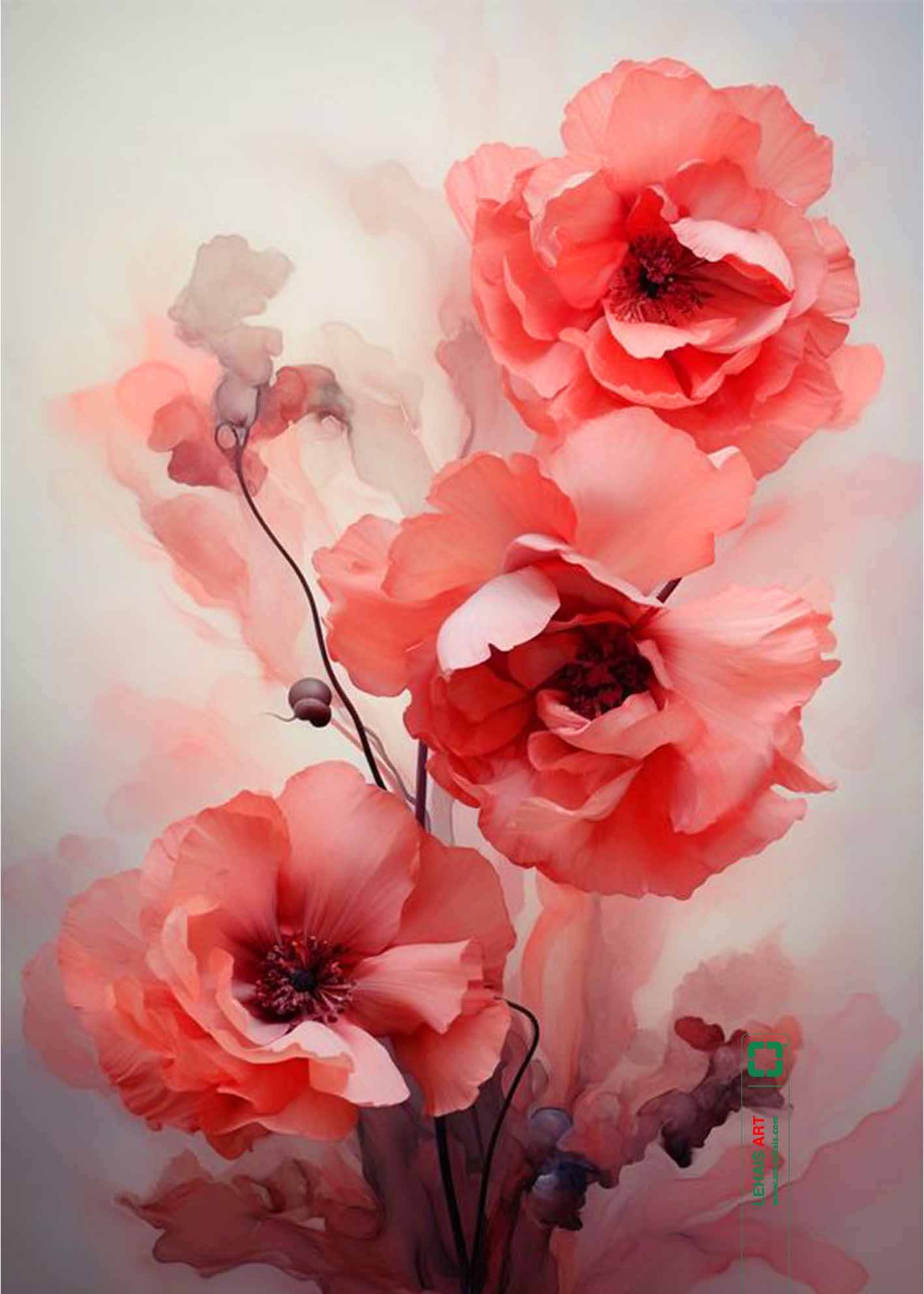 Tranh sơn dầu tĩnh vật vẽ Hoa Cẩm Chướng Đỏ theo phong cách Hiện Đại - TSD735LHAR