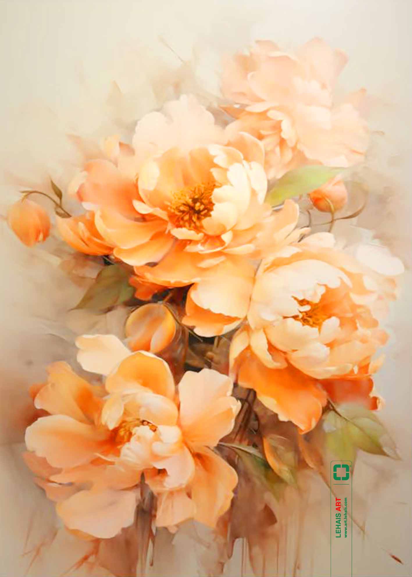 Still life oil painting of Peony in luxurious yellow tones - TSD740LHAR