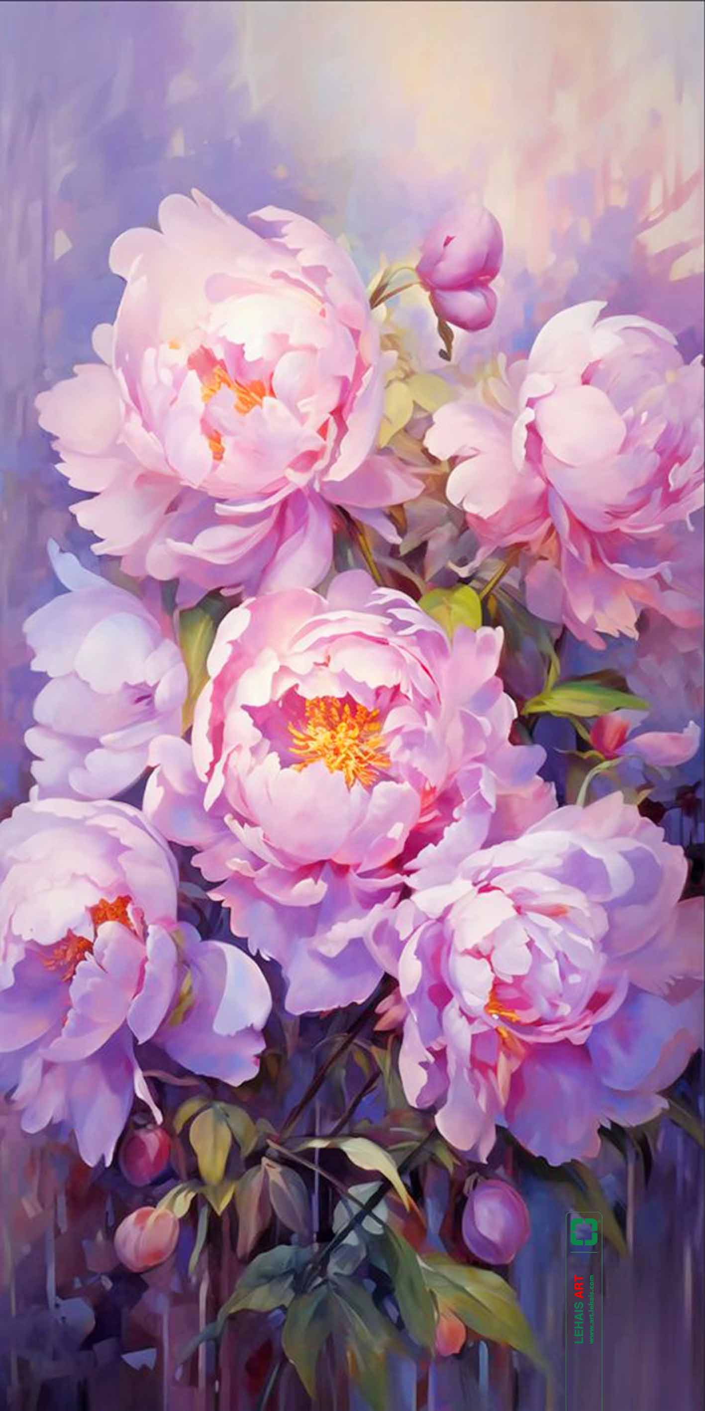 Tranh sơn dầu tĩnh vật vẽ Hoa Mẫu Đơn với tông màu Hồng Hiện Đại - TSD756LHAR