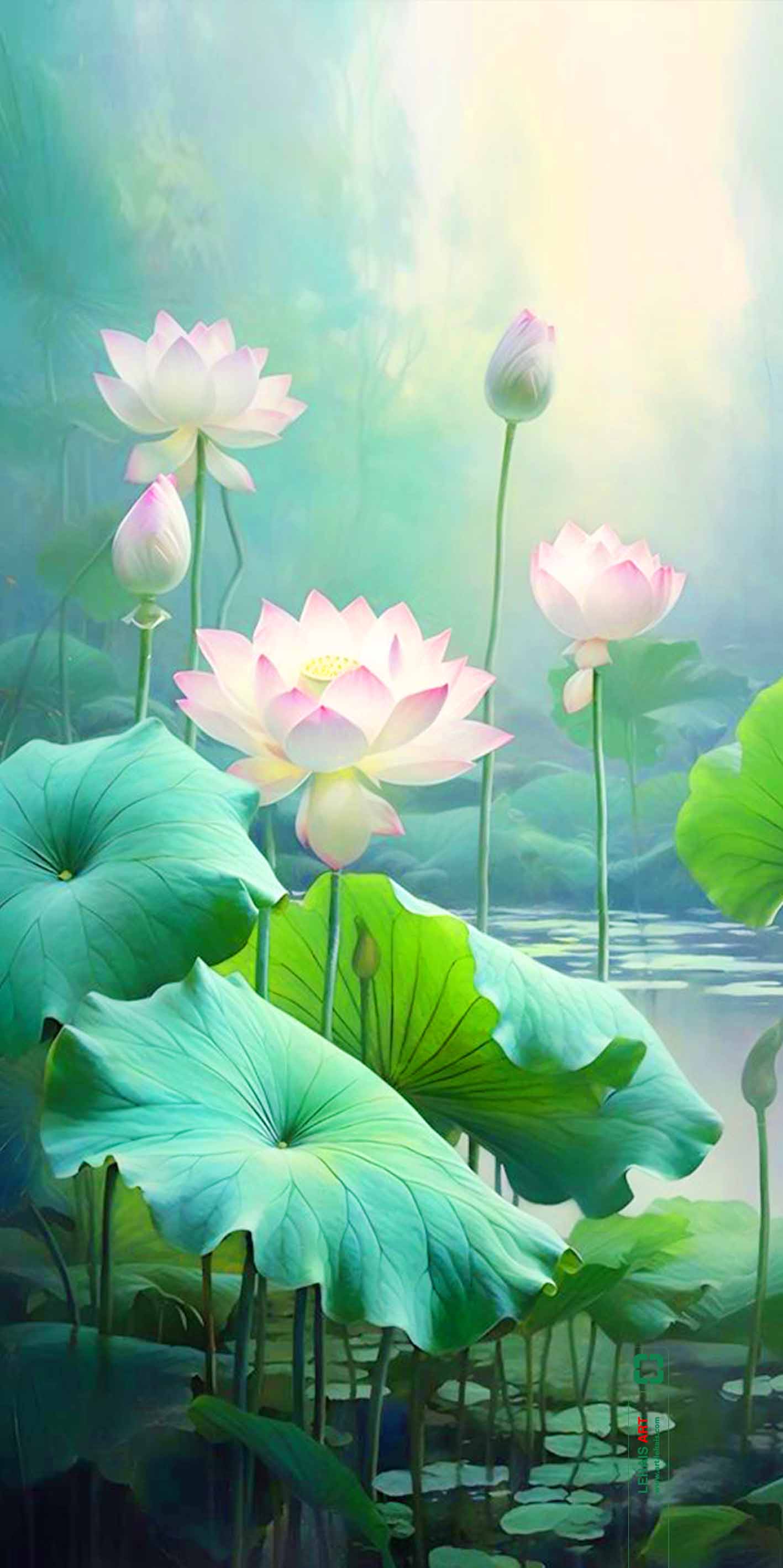 Modern and Luxurious Realistic Lotus Oil Painting - TSD761LHAR