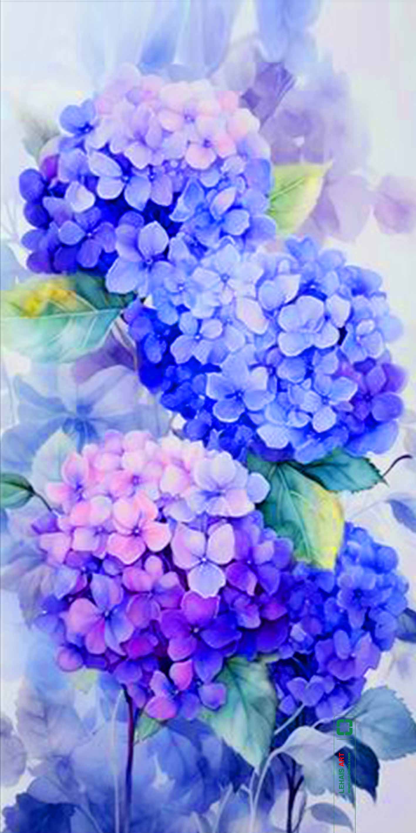 Oil painting of Beautiful and Luxurious purple Hydrangeas - TSD762LHAR