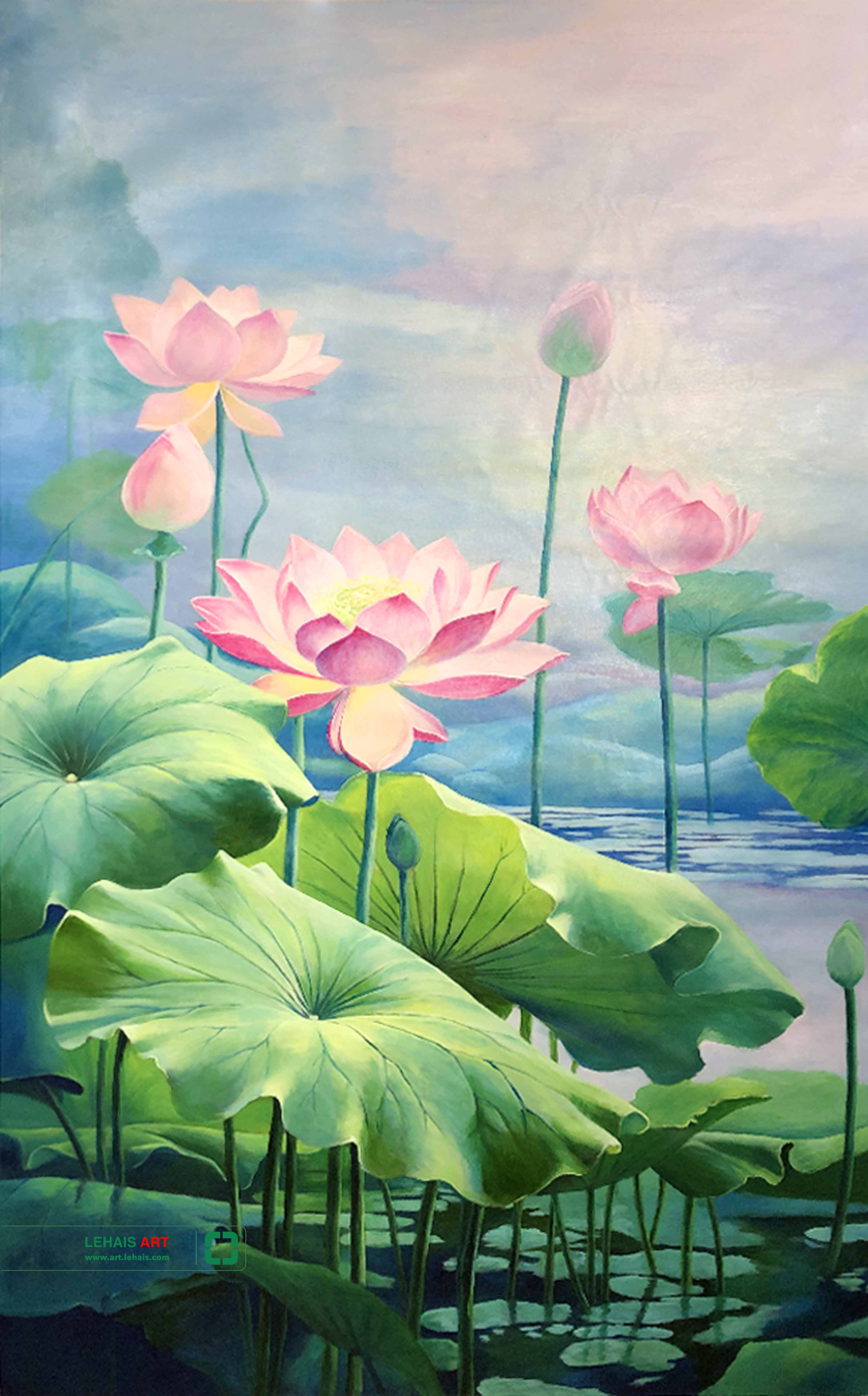 Lotus oil painting made to order - TSD775LHAR
