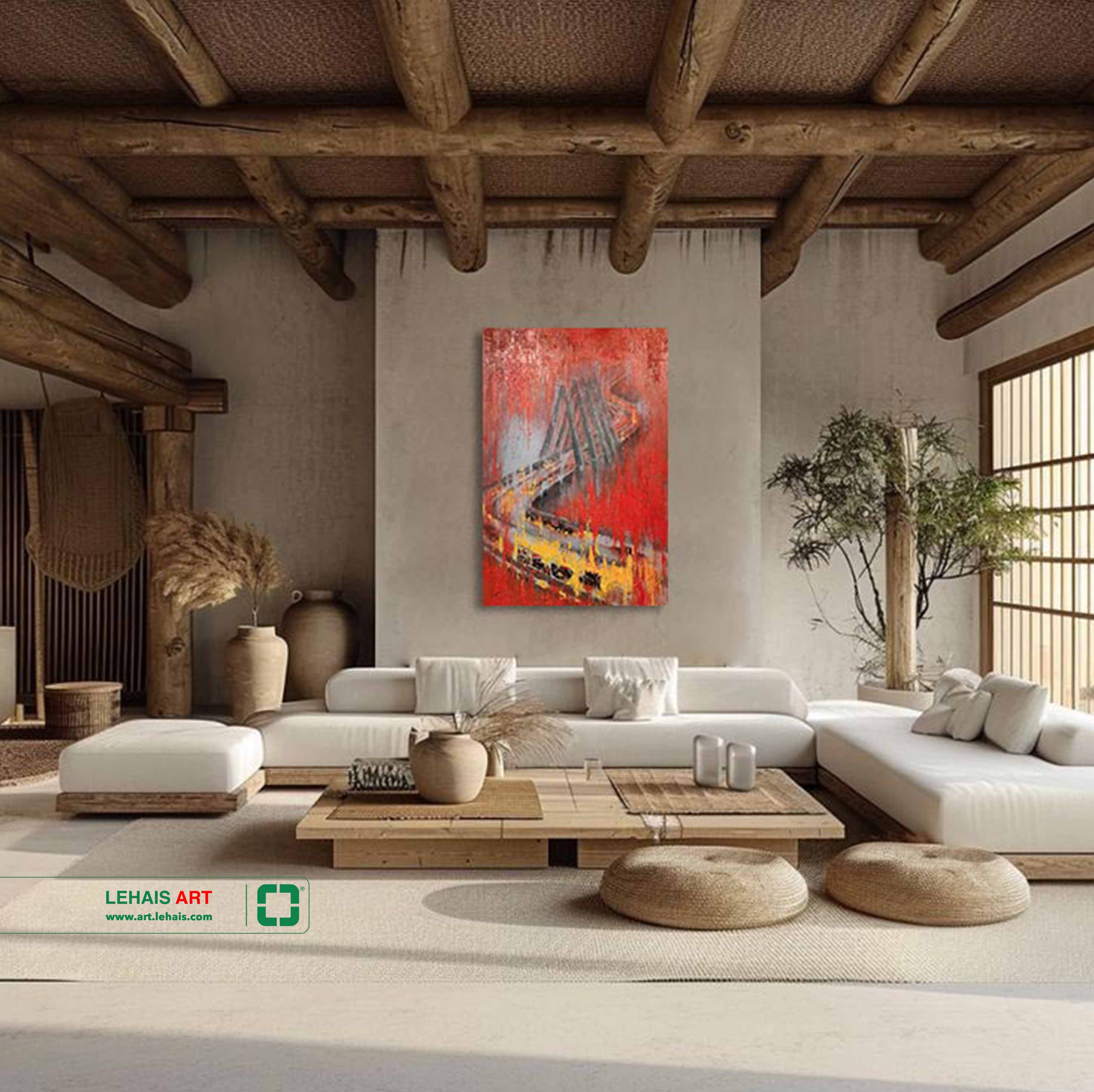 Modern abstract oil painting about solidarity in natural disasters and floods - TSD780LHAR