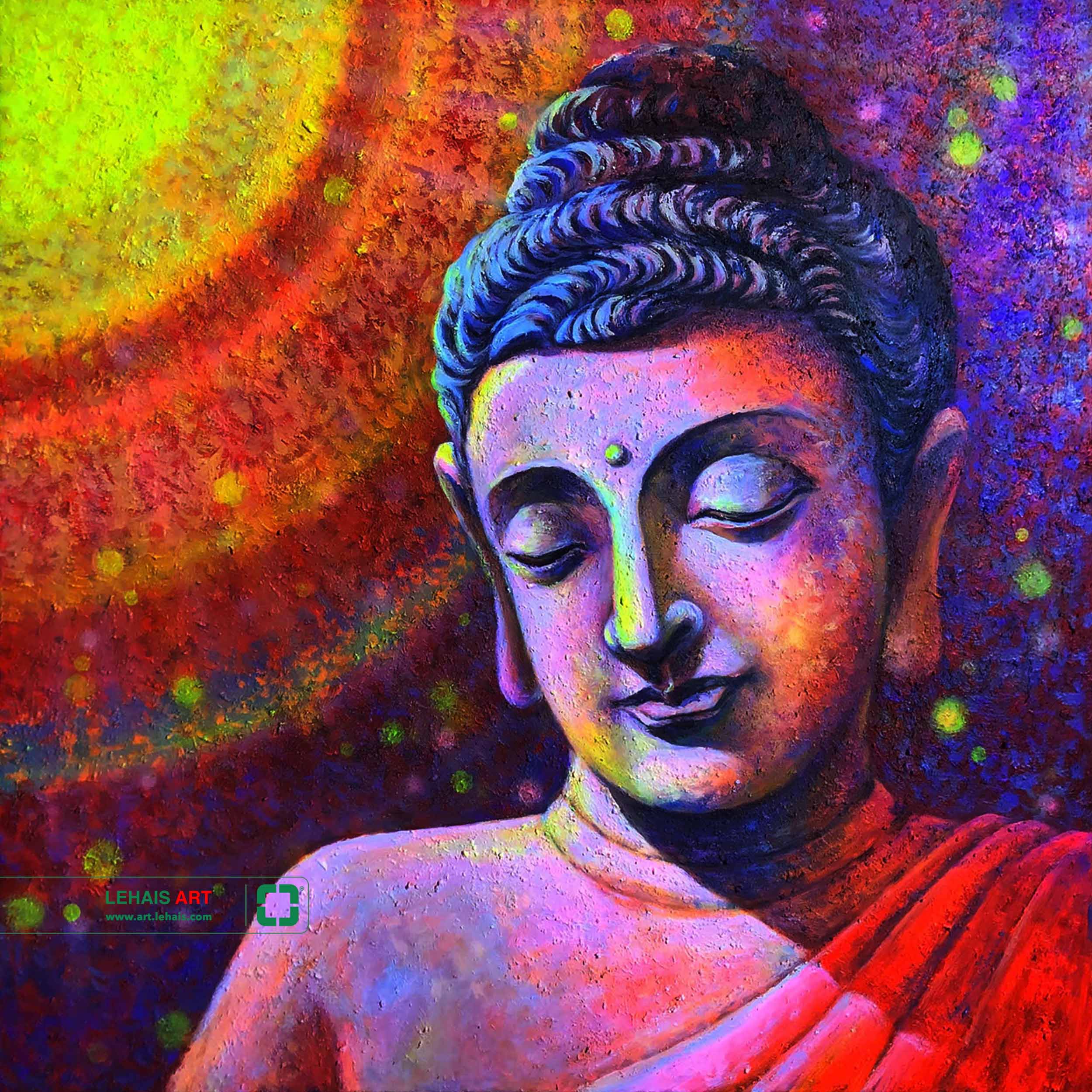 Tranh sơn dầu phát sáng vẽ Phật Thích Ca theo phong cách Hiện Đại - TSD727LHAR