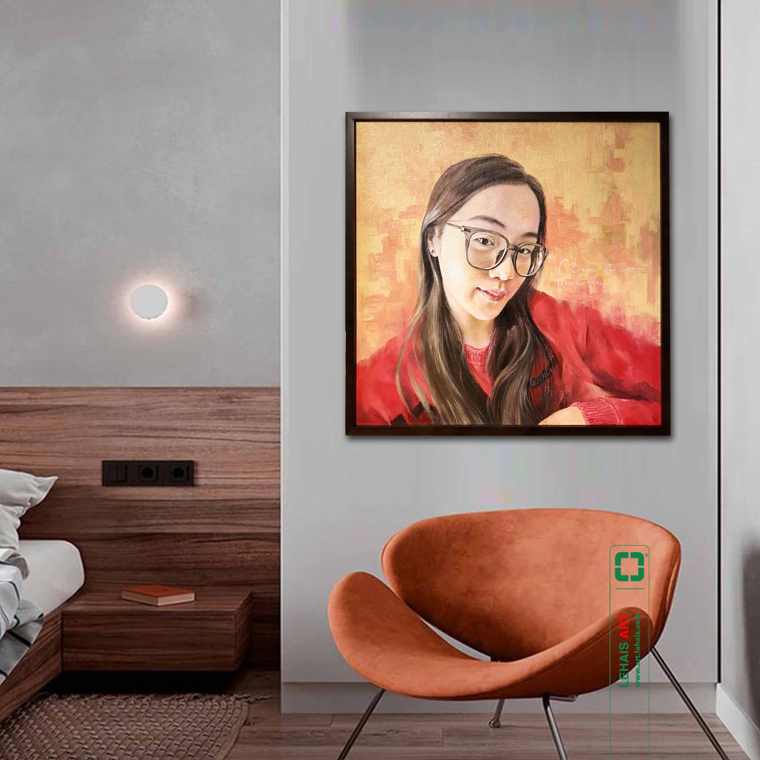 Portrait painting converted from photo to oil painting on order - TSD786LHAR