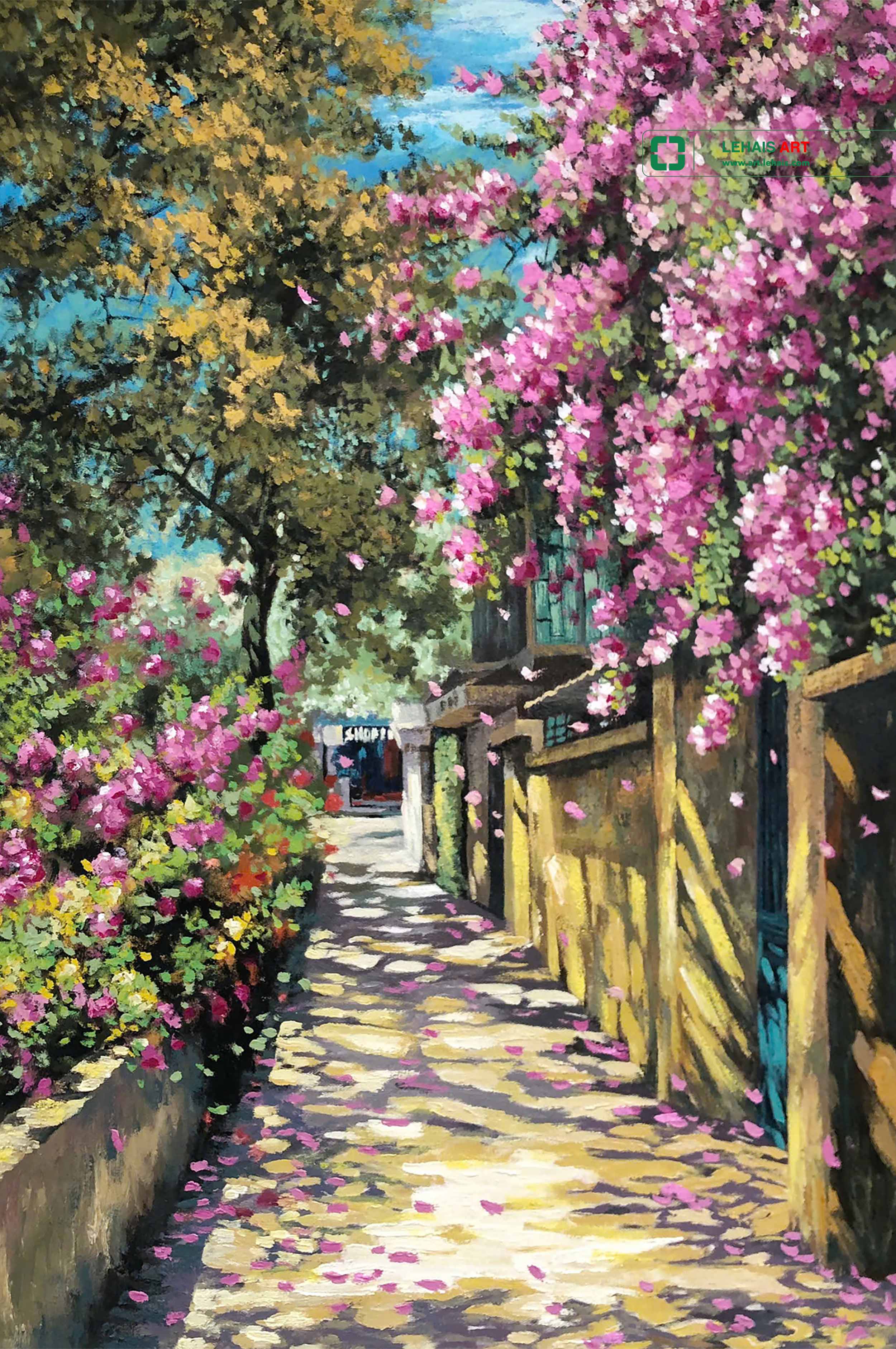 Oil painting of flower street landscape according to order - TSD789LHAR