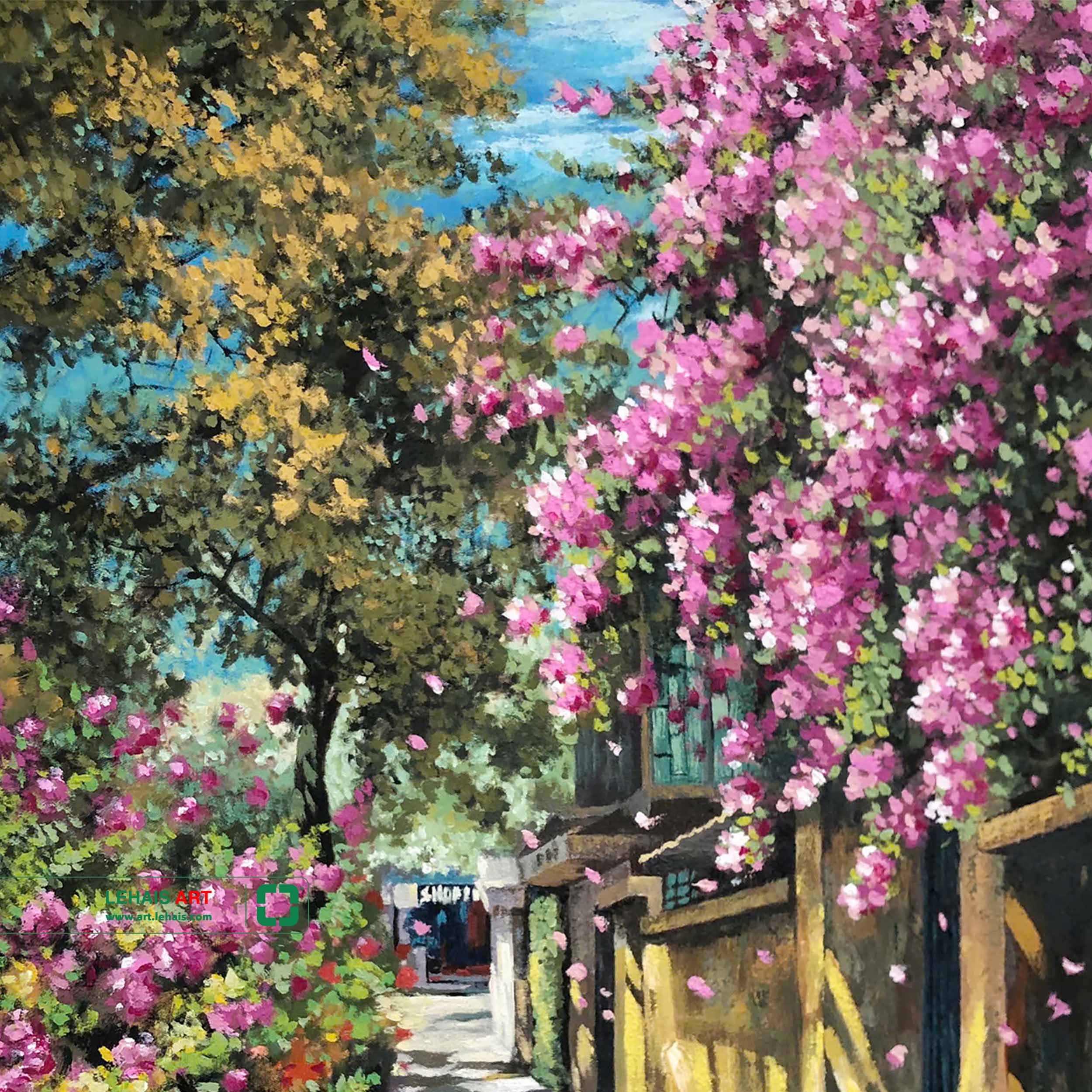 Oil painting of flower street landscape according to order - TSD789LHAR