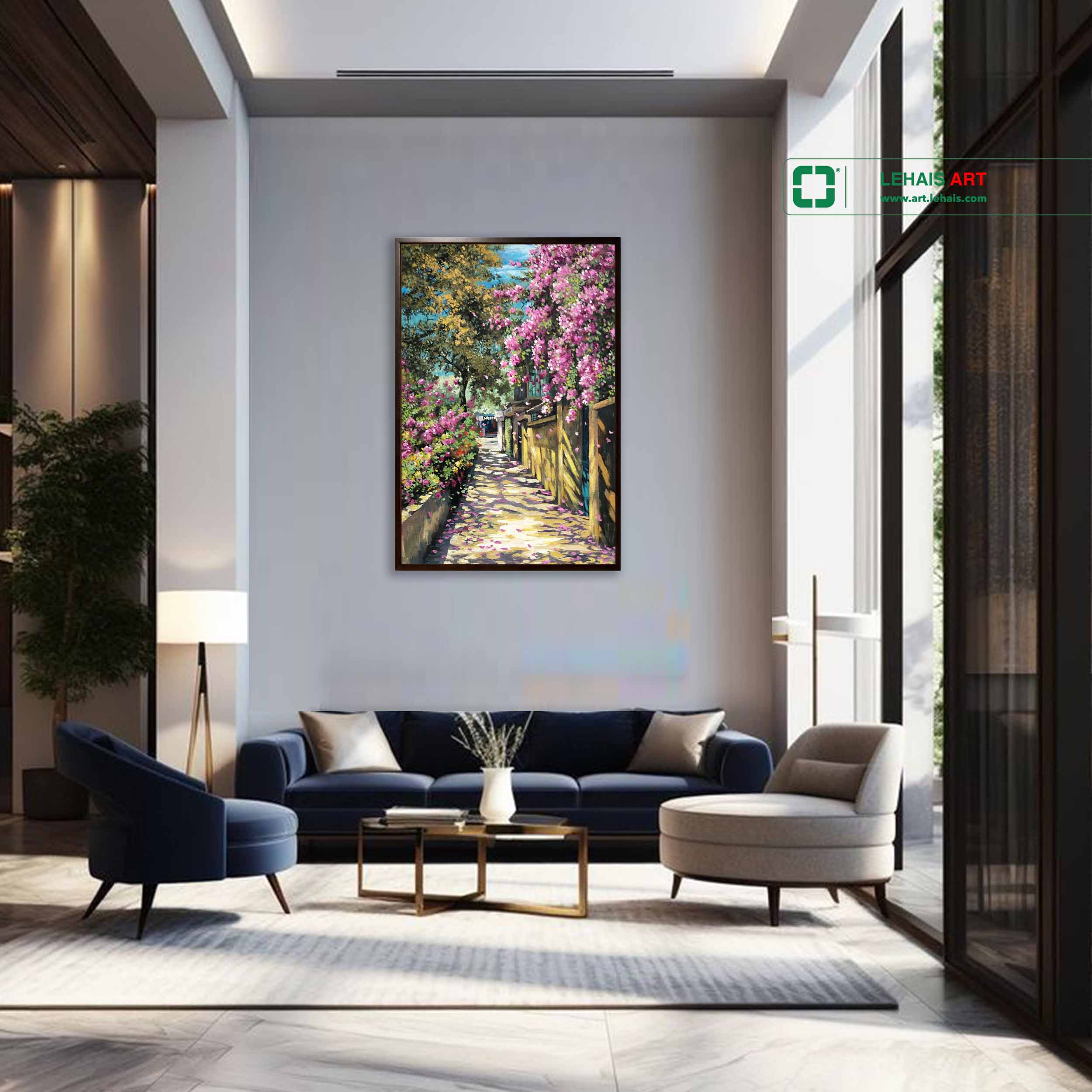 Oil painting of flower street landscape according to order - TSD789LHAR