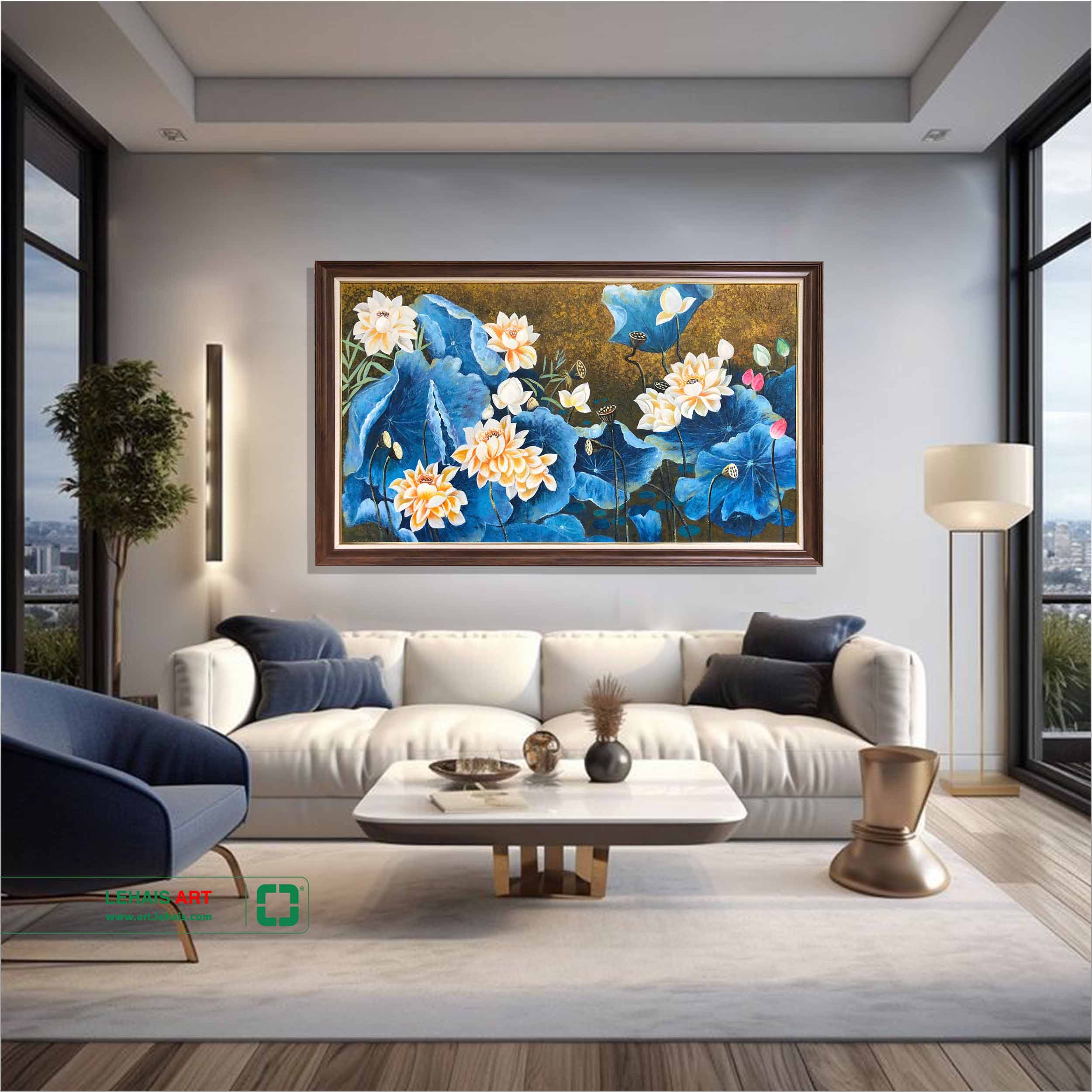 Tranh sơn dầu hoa sen vẽ theo đơn đặt hàng - TSD792LHAR