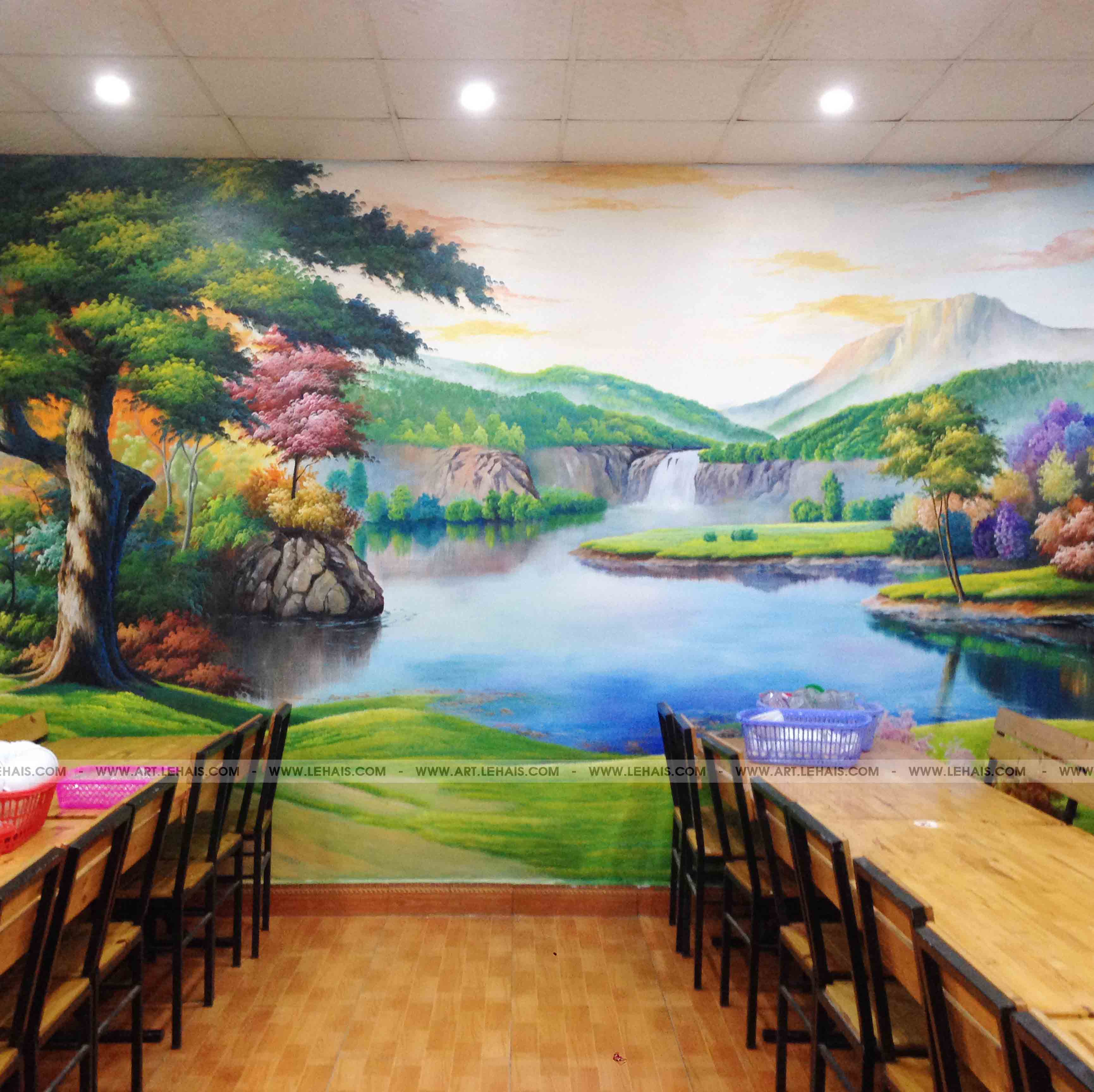 Vẽ tranh 3D phong cảnh tại nhà hàng ở phố Nối, Hưng Yên - TT108LHAR
