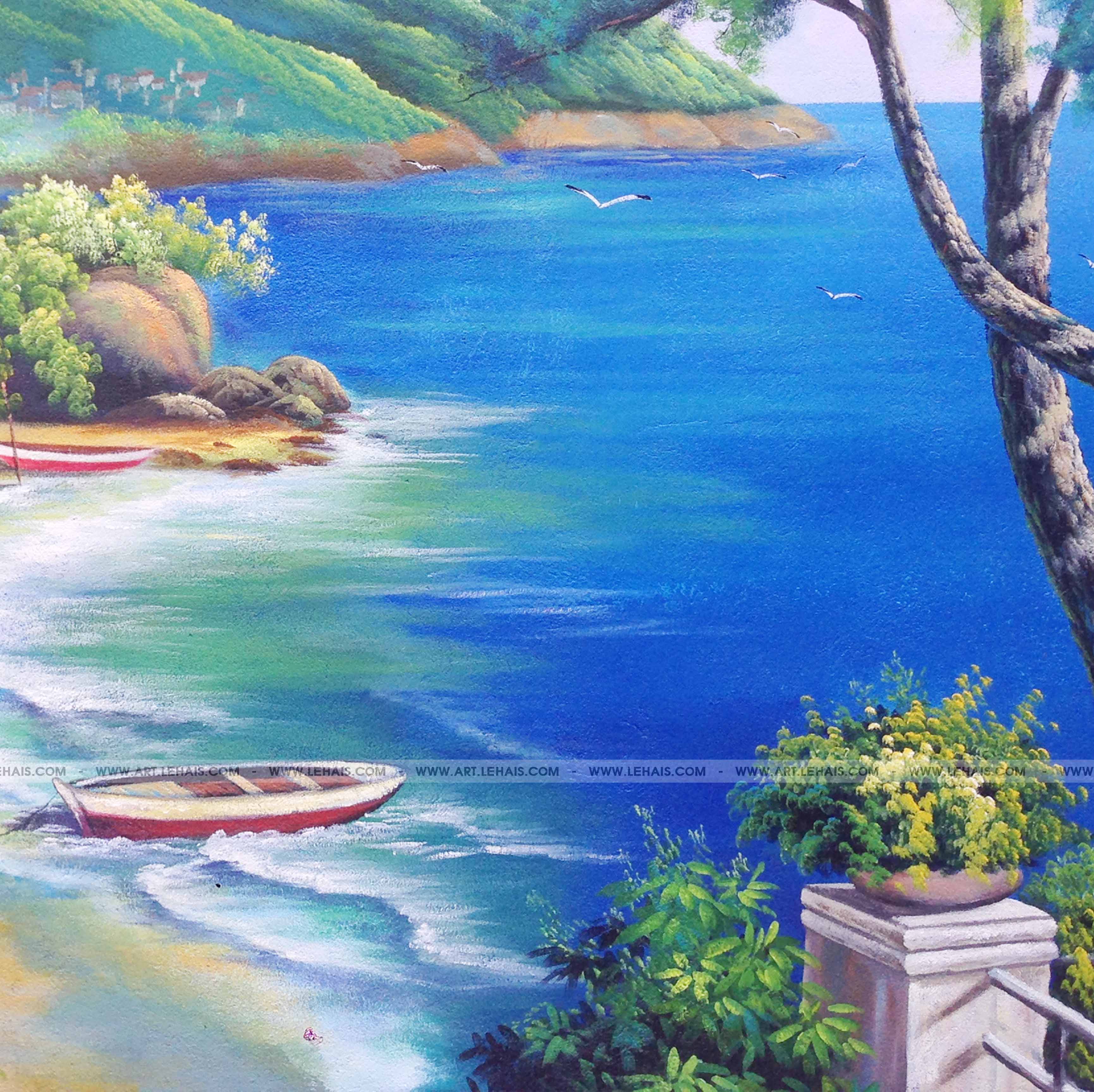 Vẽ tranh phong cảnh biển tại gia đình ở Tề Lỗ, Vĩnh Tường, Vĩnh Phúc -  TT115LHAR - LEHAIS ART