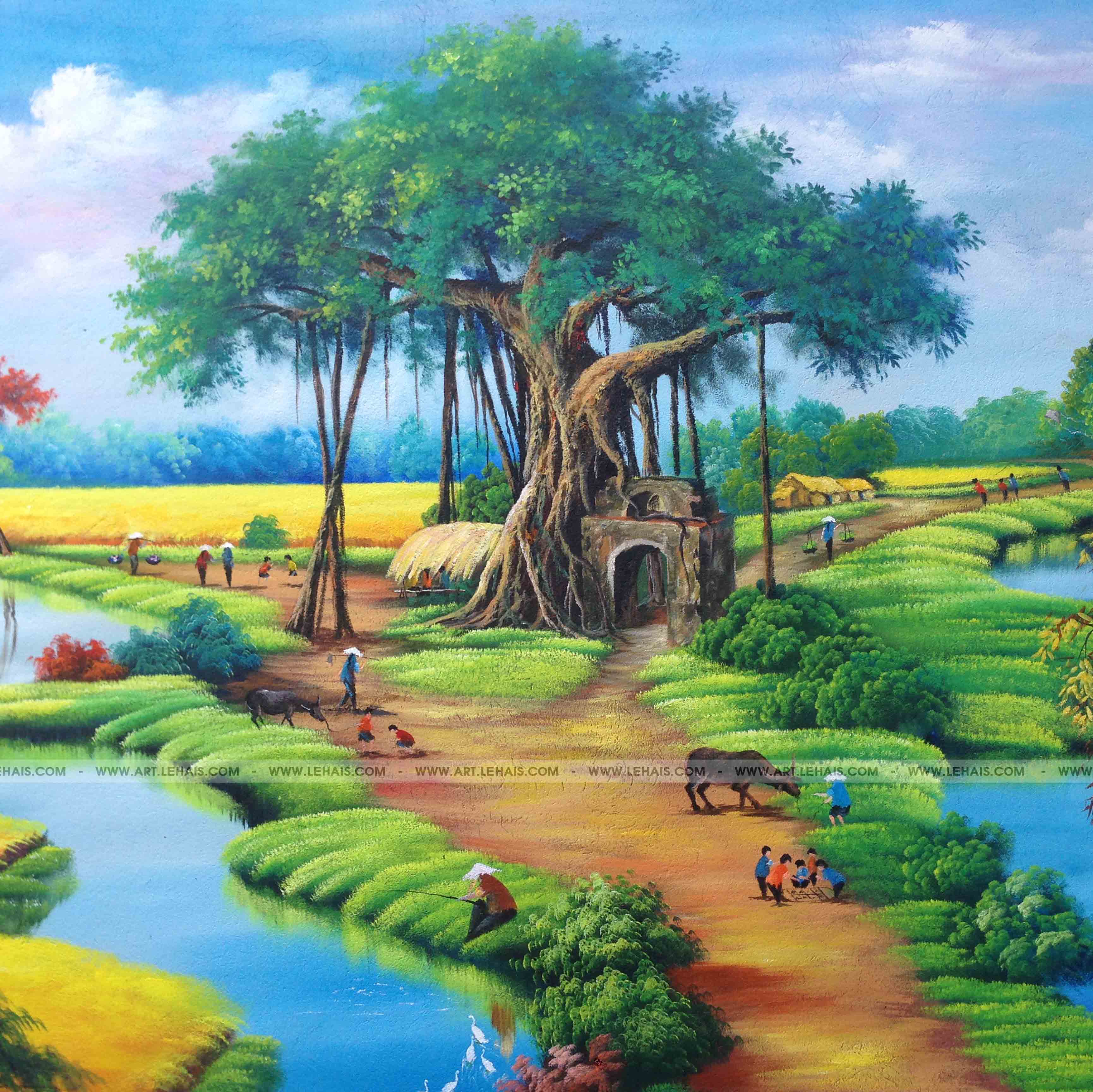 Vẽ tranh phong cảnh làng quê tại Tề Lỗ, Vĩnh Tường, Vĩnh Phúc - TT117LHAR -  LEHAIS ART