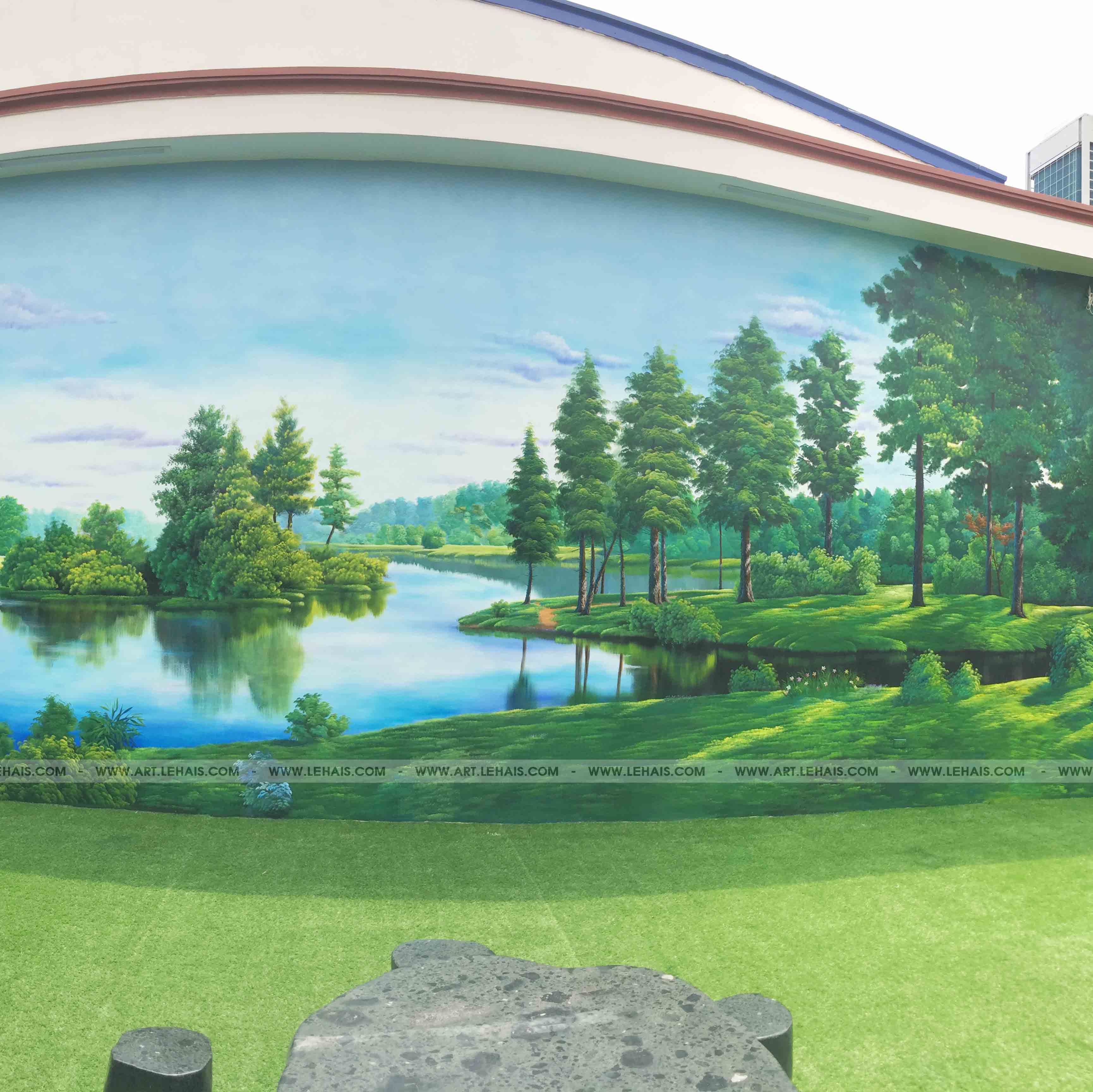 Vẽ tranh tường phong cảnh thiên 3D tại Sông Công, Thái Nguyên - TT119LHAR -  LEHAIS ART - TRANH NGHỆ THUẬT CAO CẤP