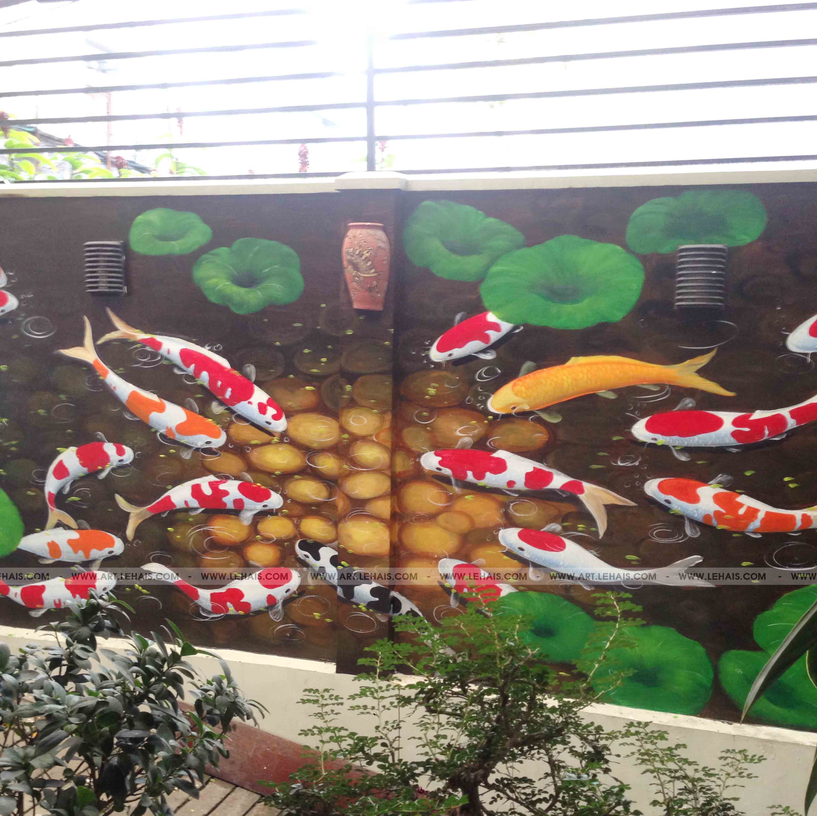 Vẽ tranh "Cửu Ngưu Quần Tụ" trên tường tại KĐT Mỹ Đình, Hà Nội - TT133LHAR