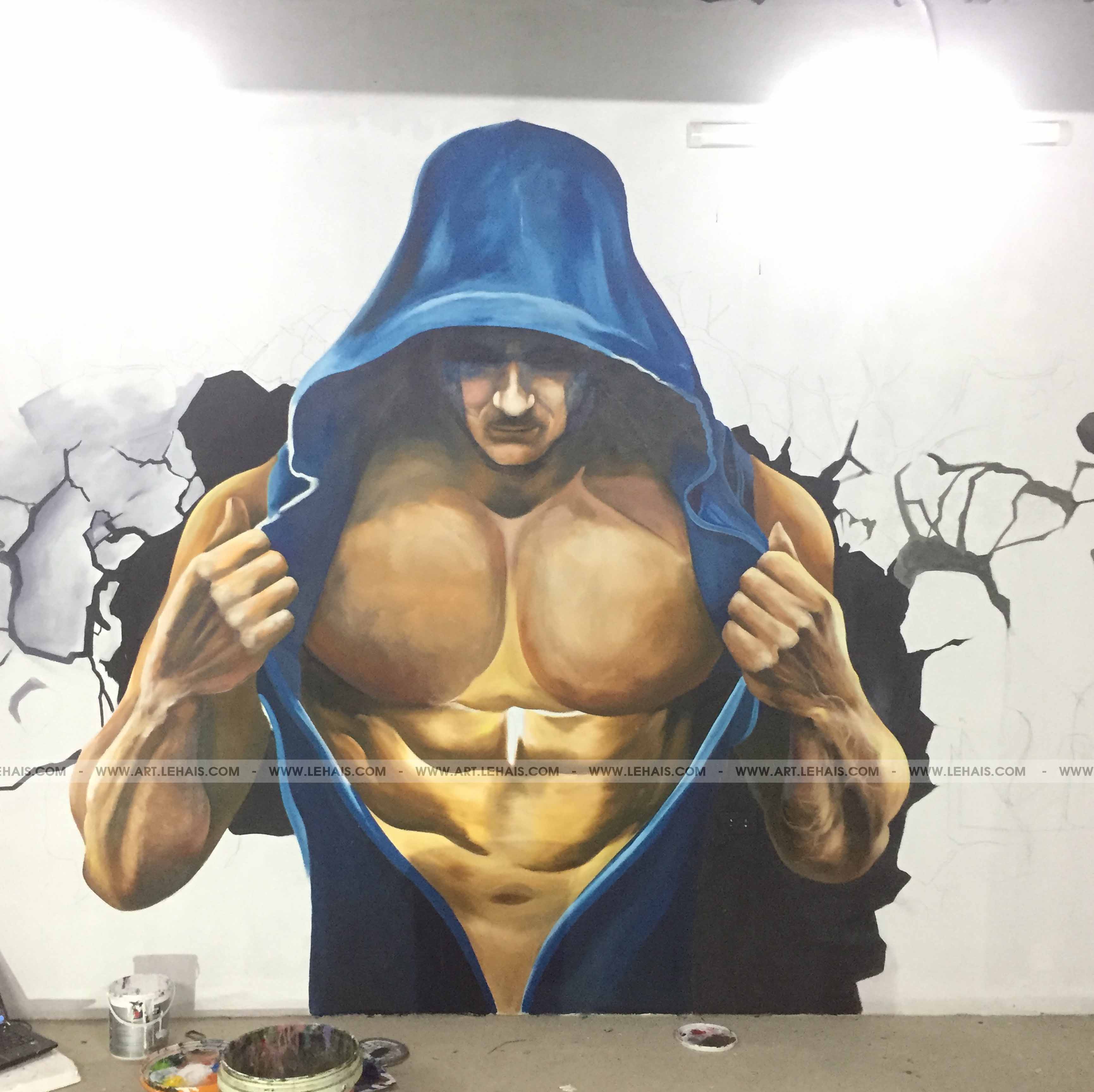 vẽ tranh tường phòng gym tại bắc ninh phòng GX Tranh Sơn Dầu Vẽ Tay Tranh Sơn Mài Tường Lam ART 0964455796
