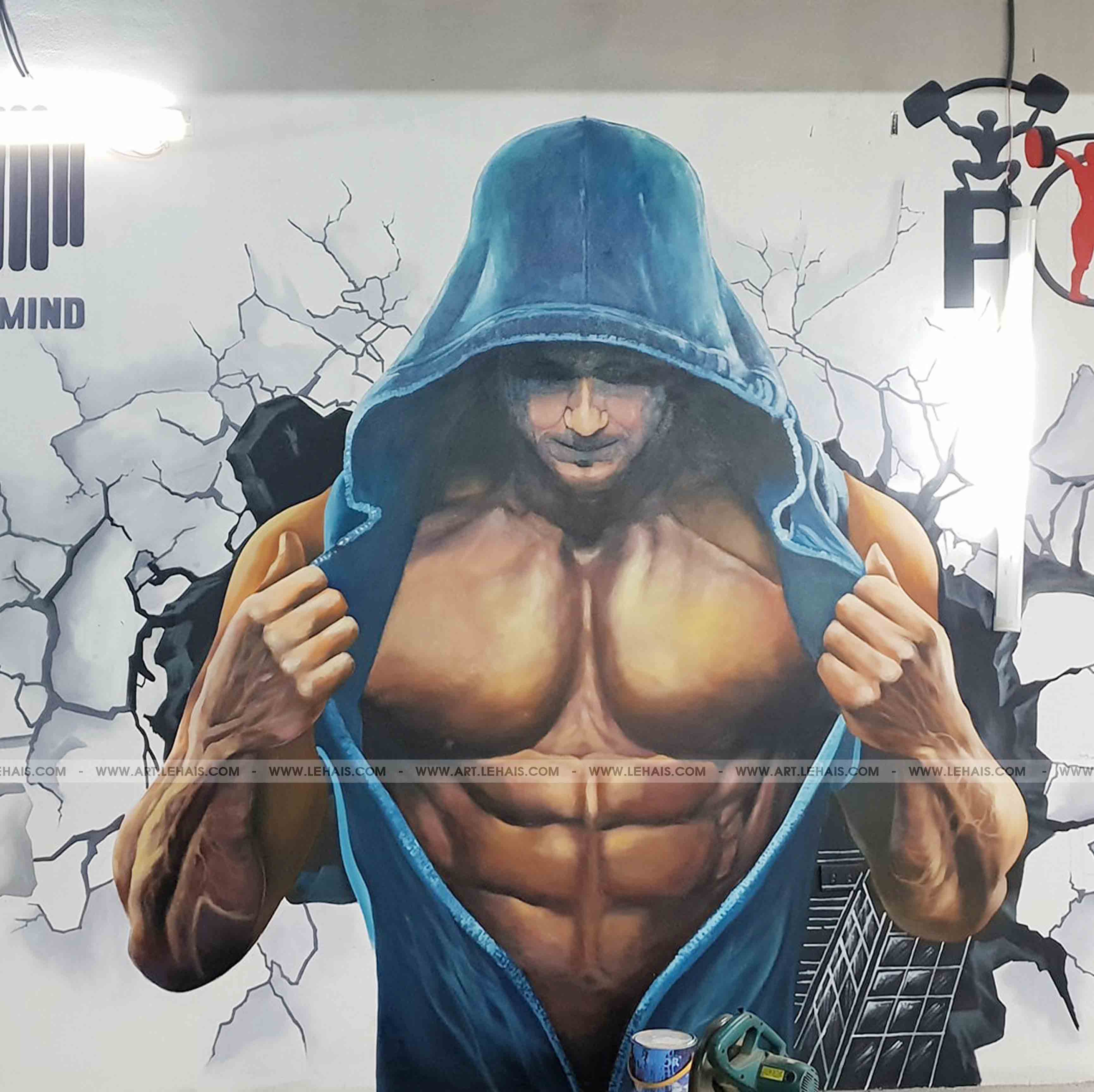 Vẽ tranh tường 3D phòng gym tại TP Lào Cai - TT136LHAR