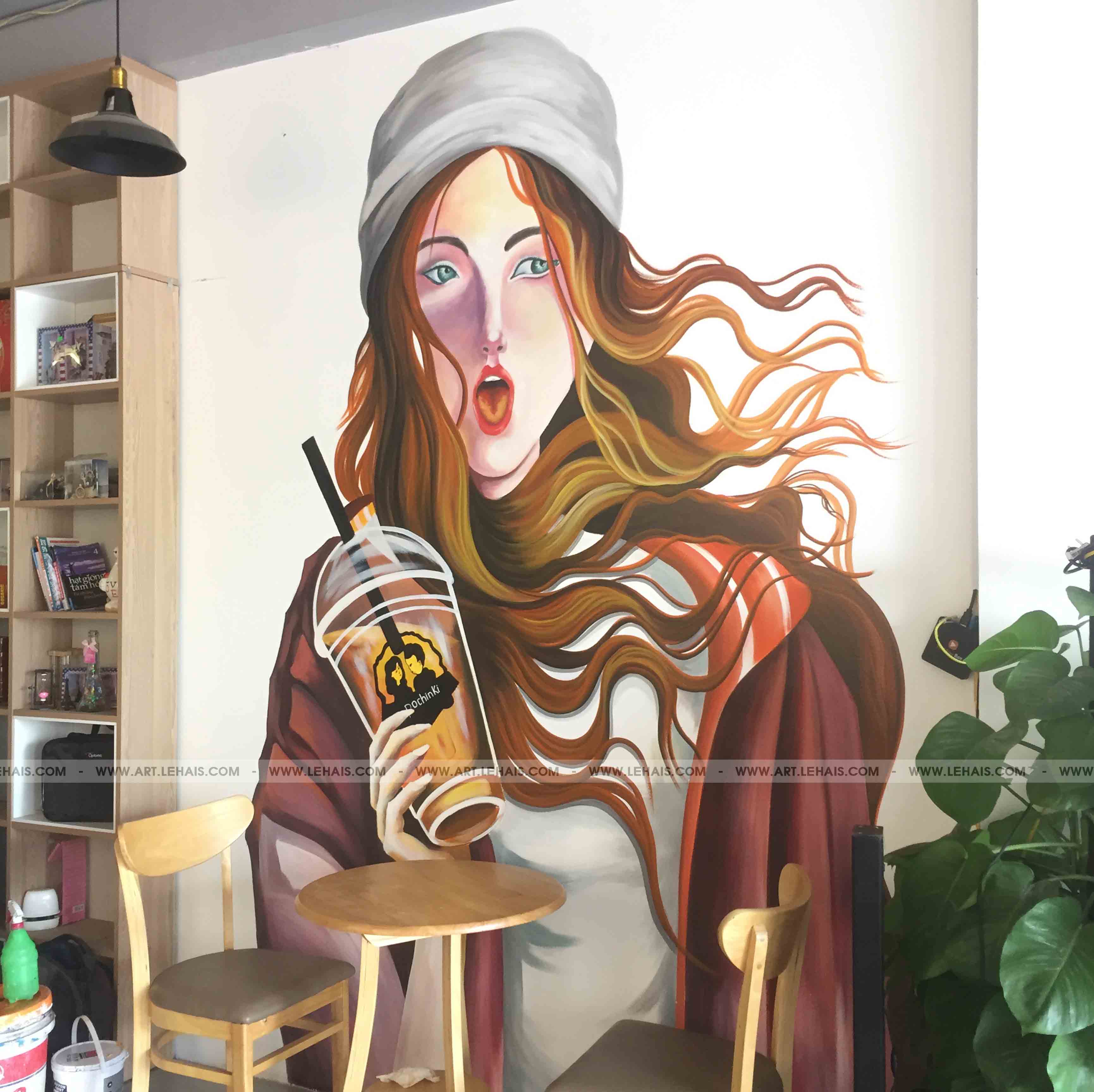 Vẽ tranh tường quán trà sữa - TT141LHAR