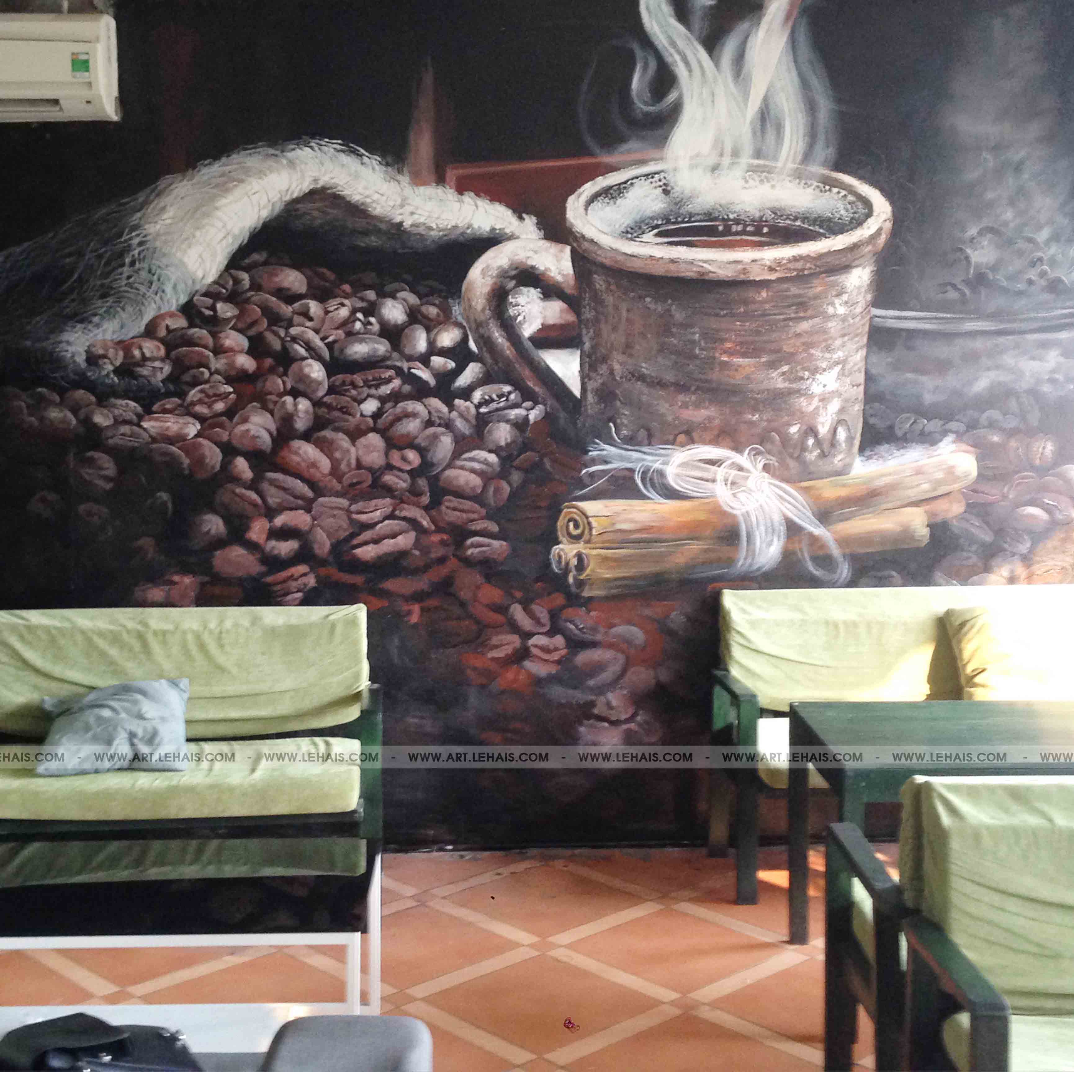 Vẽ tranh 3D trên tường tại quán Cafe Havana, Số 1 Trúc Bạch - TT147LHAR
