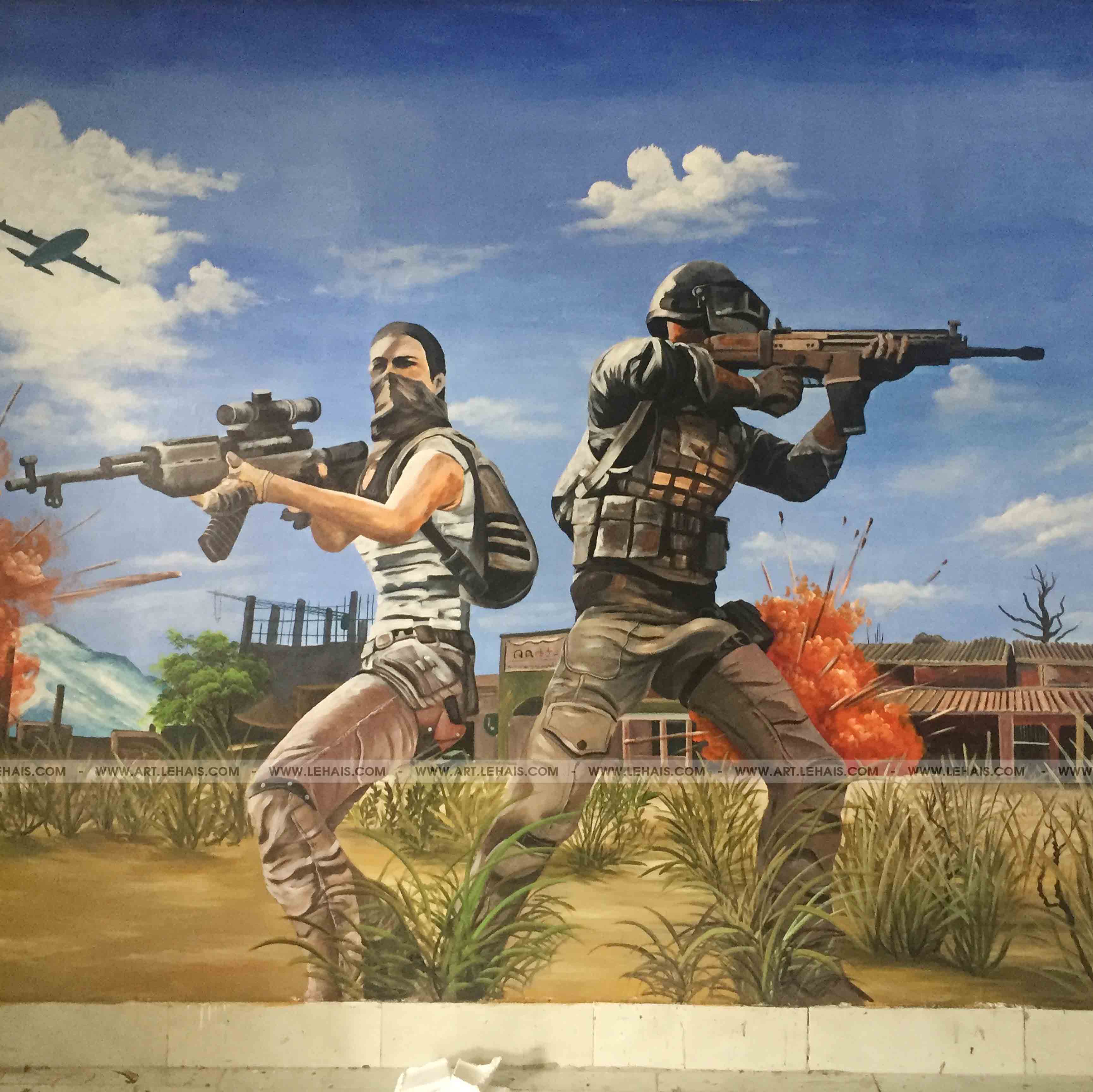3D wall painting of PUBG game characters in Game room, Vinh Phuc - TT148LHAR