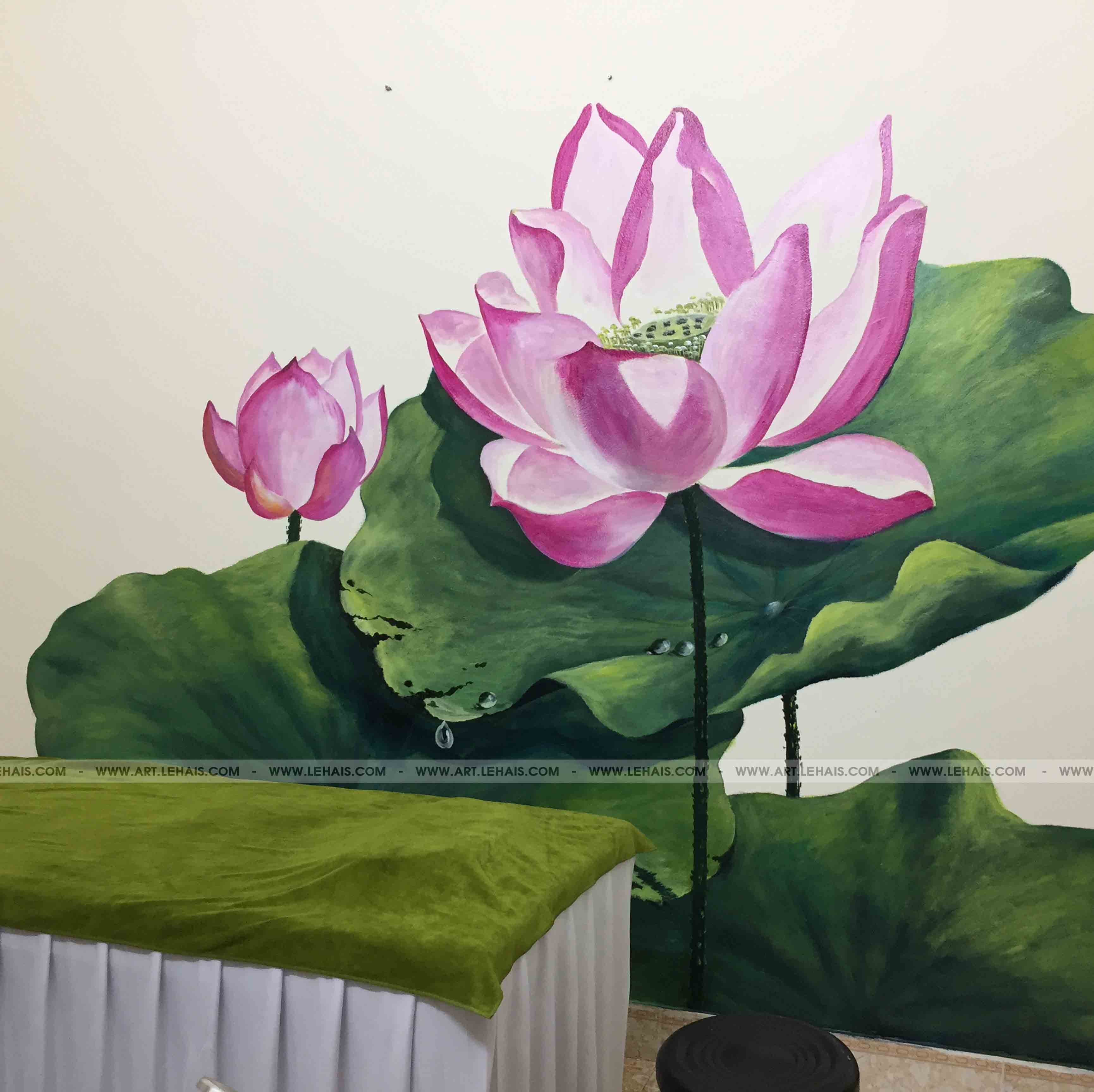 Vẽ tranh hoa sen 3D tại Spa, Lạc Trung, Hà Nội - TT170LHAR